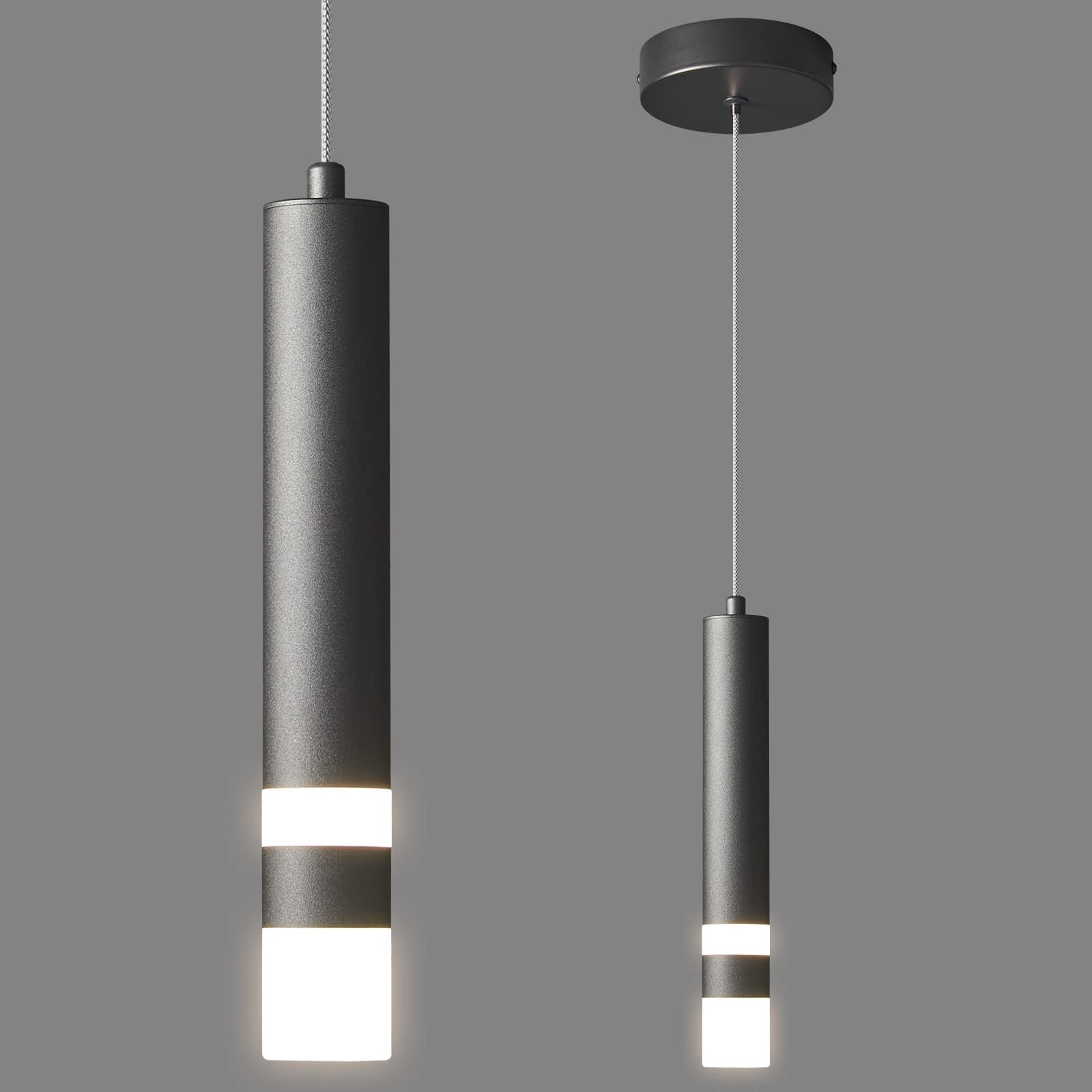 Dimmable LED Mini Pendant Light - Modern Black Hanging Fixture for Kitchen Island, Bedroom & Bedside Table (1-Pack) | Perfect for Dining Areas, Home Office & Small Spaces