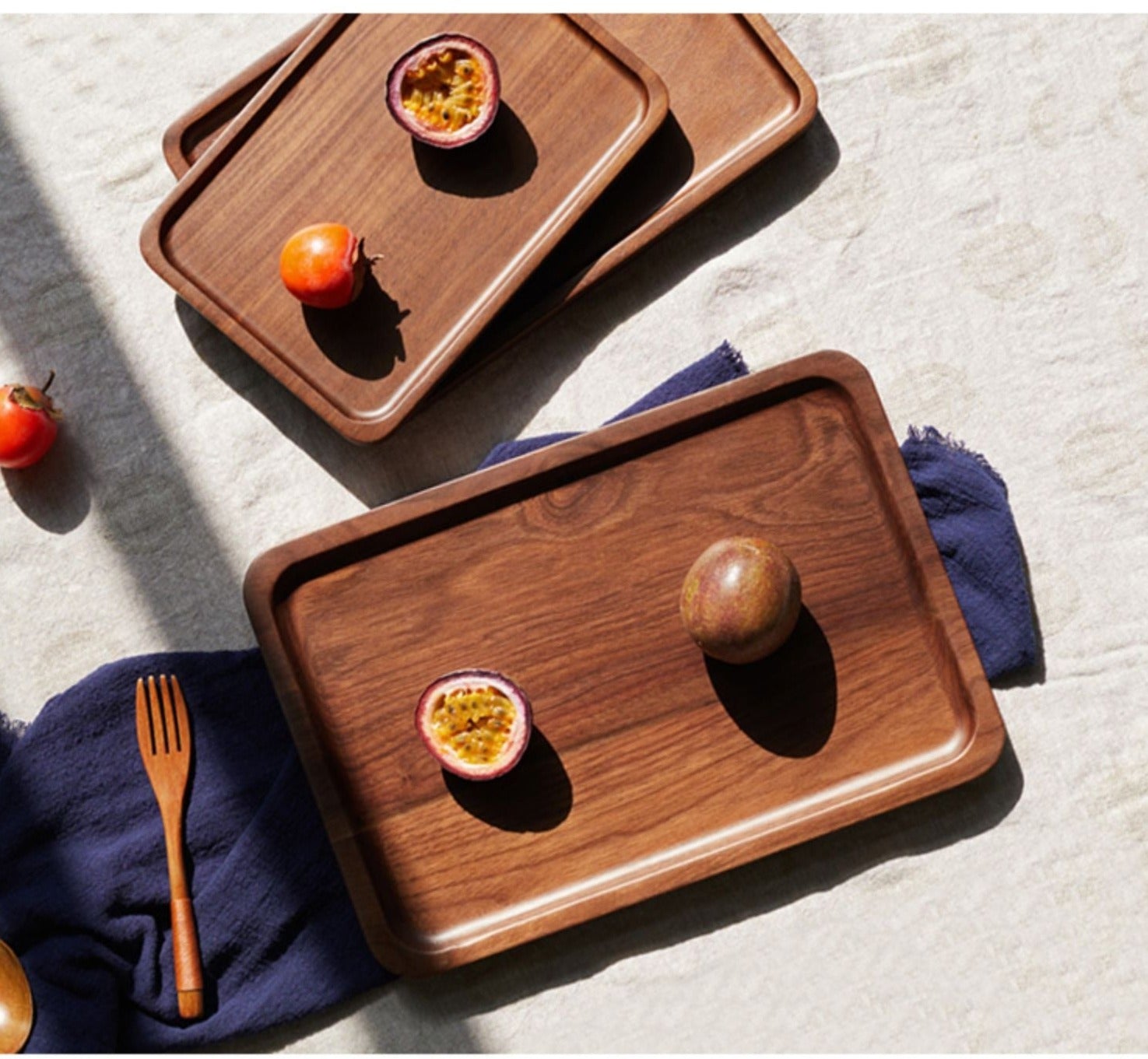 Premium Black Walnut & Beech Solid Wood Fruit Plate Tray with Natural Wax Oil Finish - Perfect for Serving Fruits, Cheese, and Appetizers at Parties and Gatherings