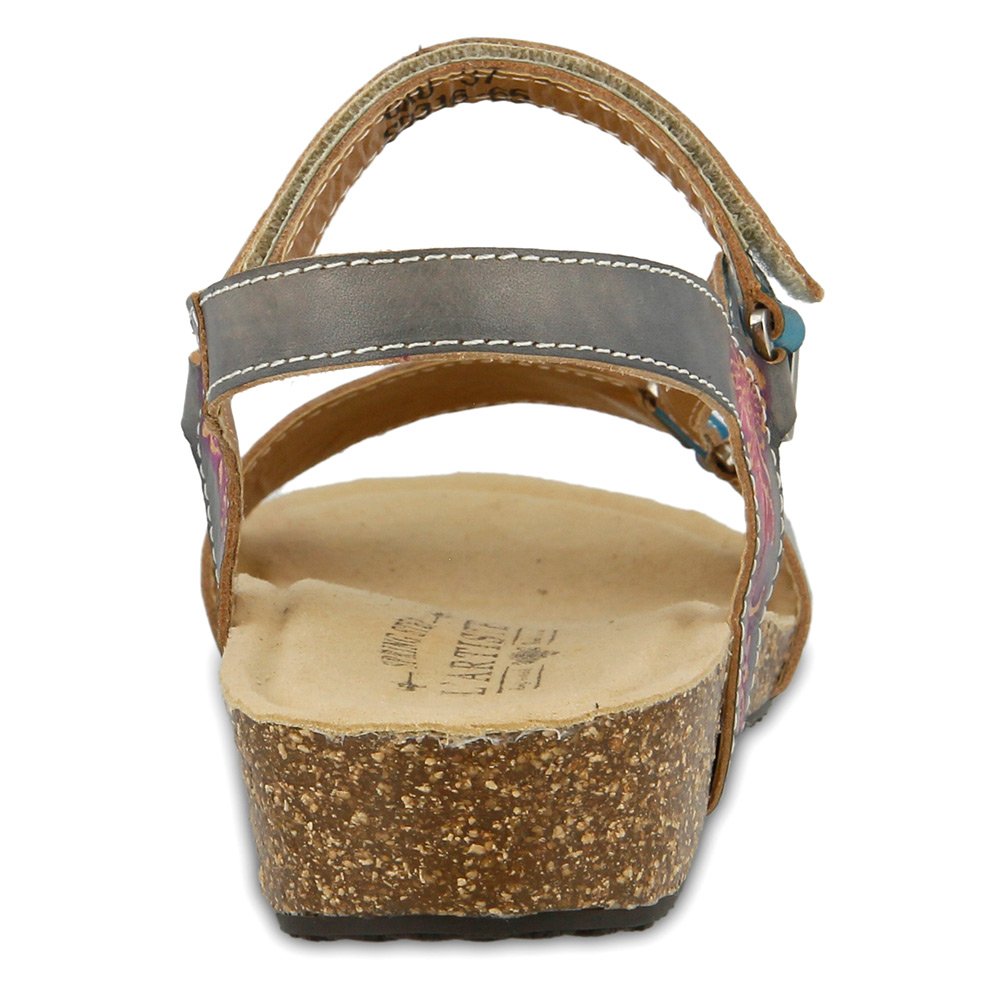 Spring Step Women's Gray Multi Leather L'Artiste by Gau 36 European US Women's Comfort Sandals - Perfect for Summer, Beach, and Casual Outings