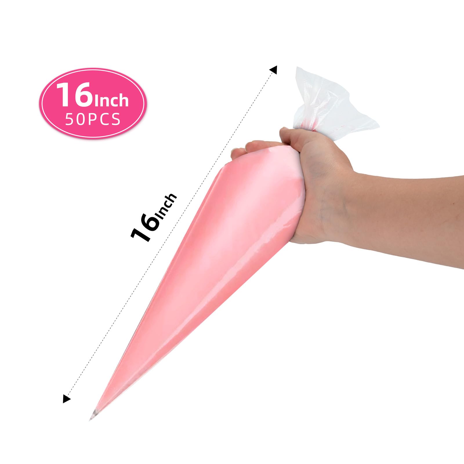 16 Inch Disposable Piping Bags - 50 Pack Large Pastry Decorating Bags for Cake Icing, Frosting & Baking - Perfect for Professional Bakeries, Home Baking & Party Dessert Decorating