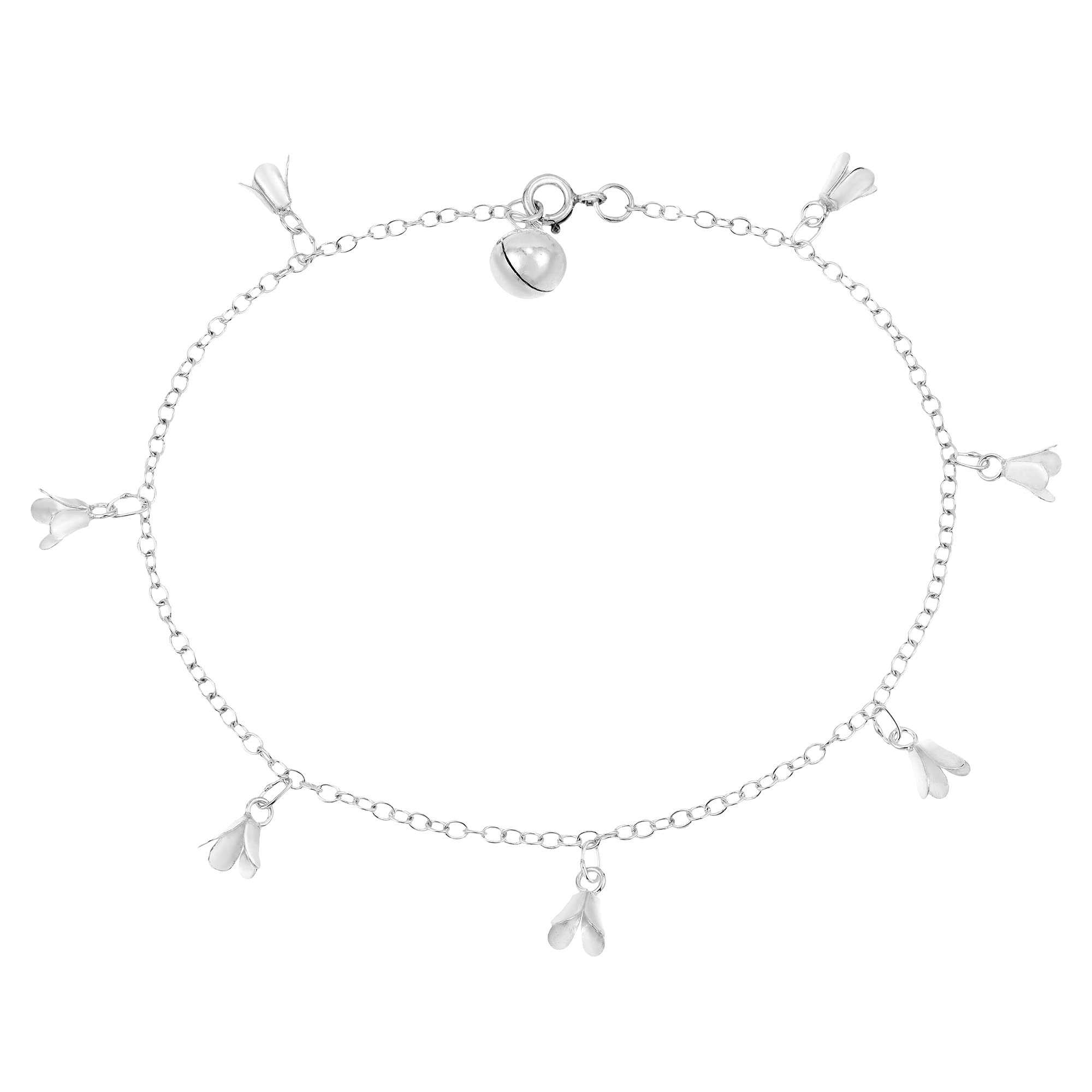 AeraVida Sweet Tulips Flower of Love .925 Sterling Silver Bracelet or Anklet - Romantic Gift for Her, Valentine's Day, Anniversary, Wedding, Birthday Jewelry Present