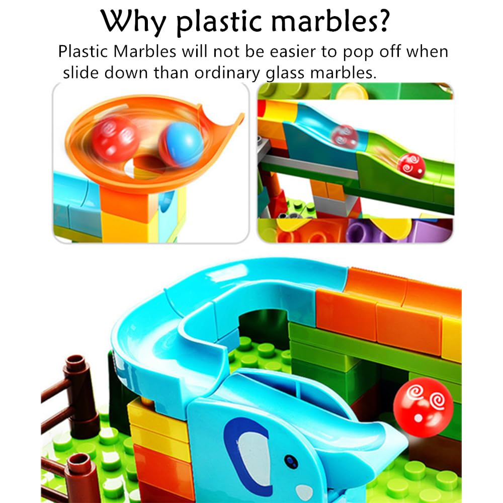 2.4cm Replacement Plastic Marbles for Marble Run Track - 12pcs DIY Building Blocks with Cute Faces - Perfect for Kids' Educational Toys, STEM Activities & Creative Play