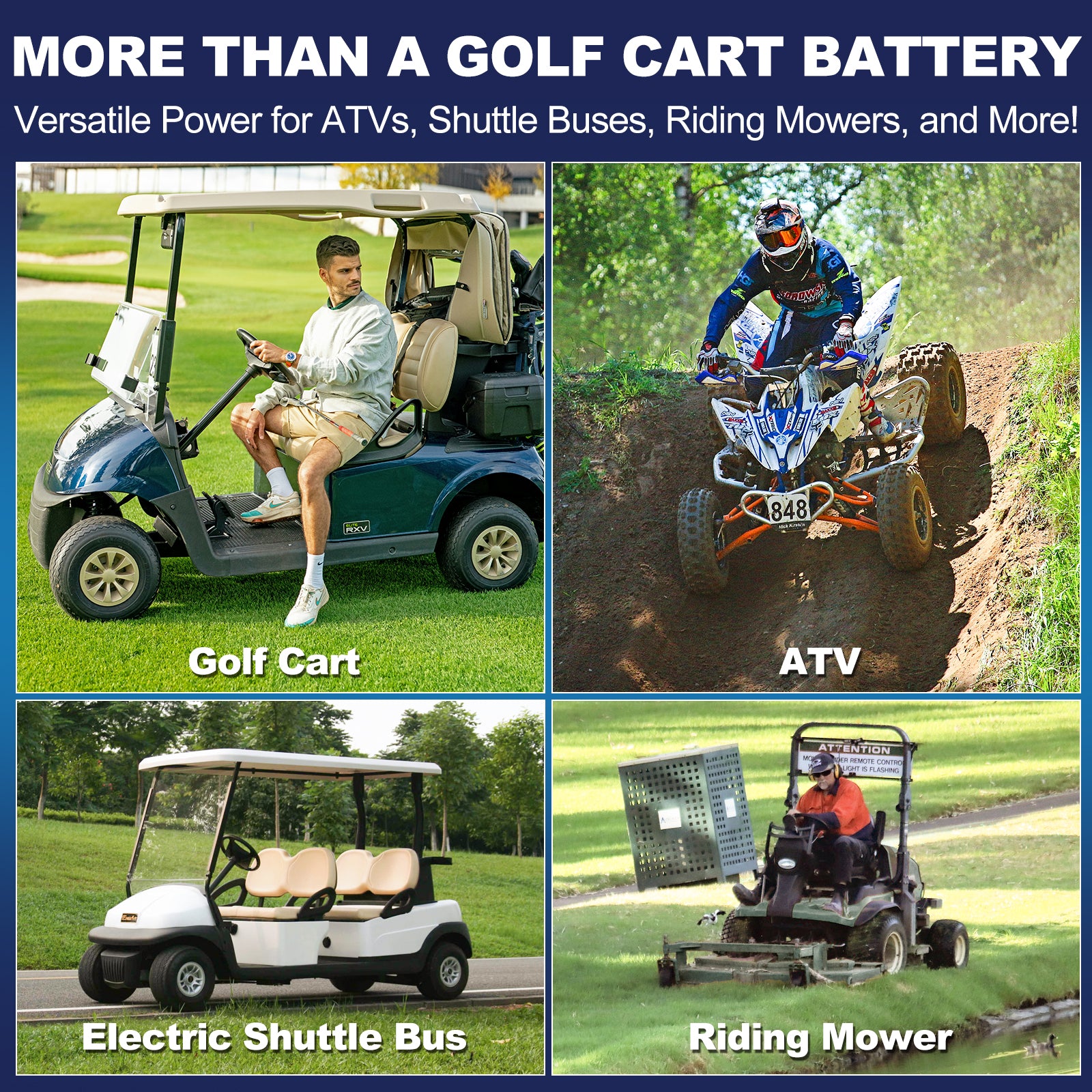 38.4V 105Ah LiFePO4 Deep Cycle Golf Cart Battery with Bluetooth - 4032Wh Lithium Iron Phosphate Battery for Golf Carts, Electric Vehicles & Solar Power Storage - Long Lasting & High Performance