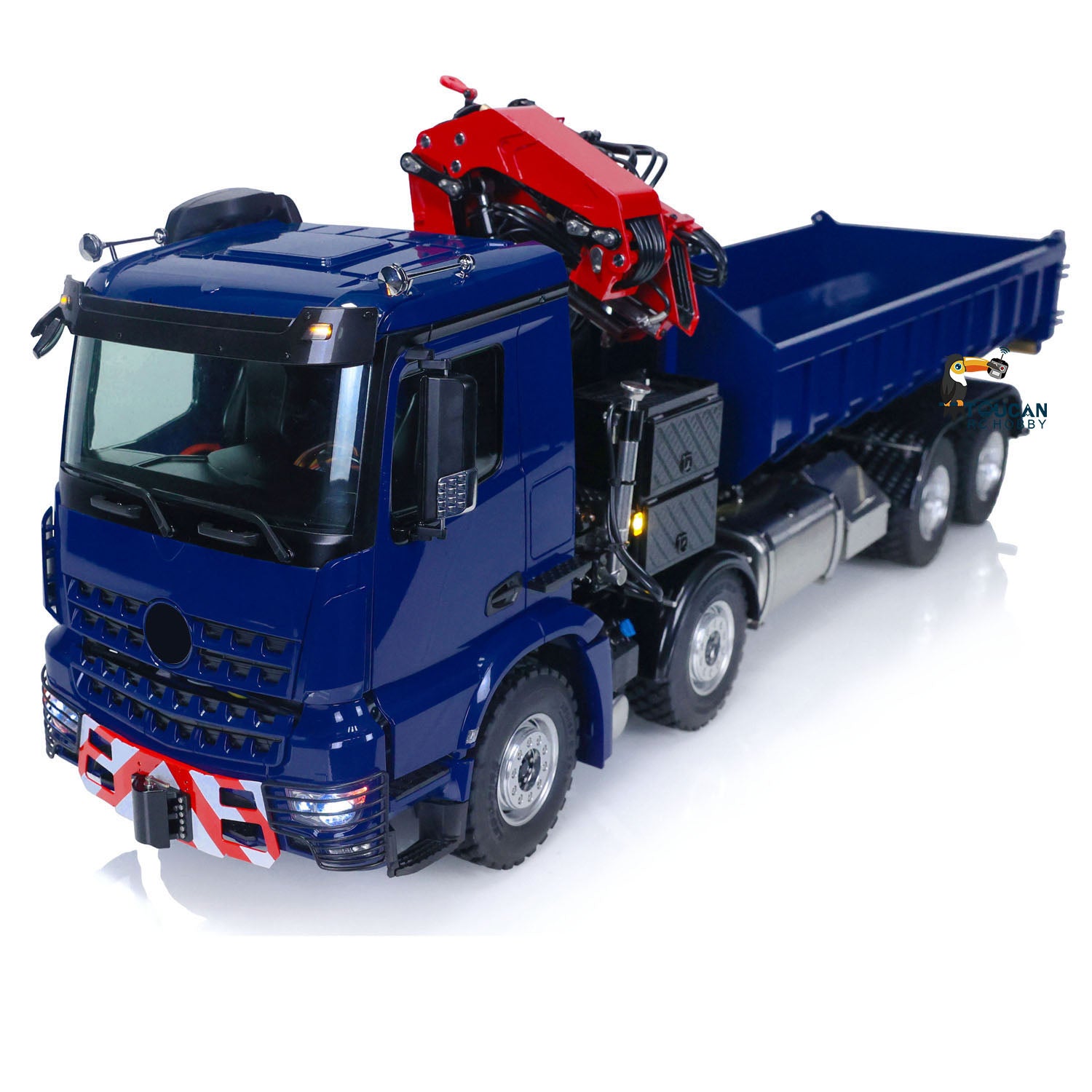 1/14 LESU RC 8x8 RTR Painted & Assembled Metal Hydraulic Crane Dumper Tipper Truck with Sound & Light System - Remote Control Construction Vehicle for Adults & Kids, Perfect for Outdoor Play, Construction Site Simulation & RC Hobby Collection