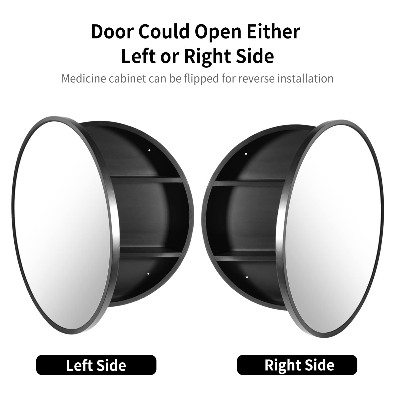 20 Inch Round Bathroom Mirror Cabinet - Wall Mounted Medicine Storage with Adjustable Shelves | Perfect for Small Bathrooms, Vanities & Modern Home Decor