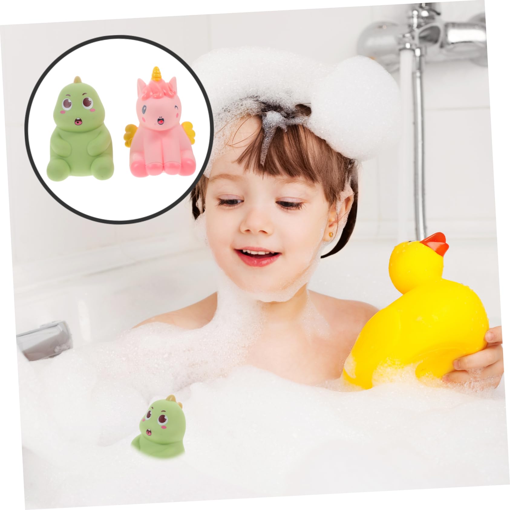 SKISUNO 2-Pack Rubber Duck Bath Toys for Toddlers & Kids - Fun Bathtub Floating Toys for Baby Bath Time, Sensory Play & Pool Party