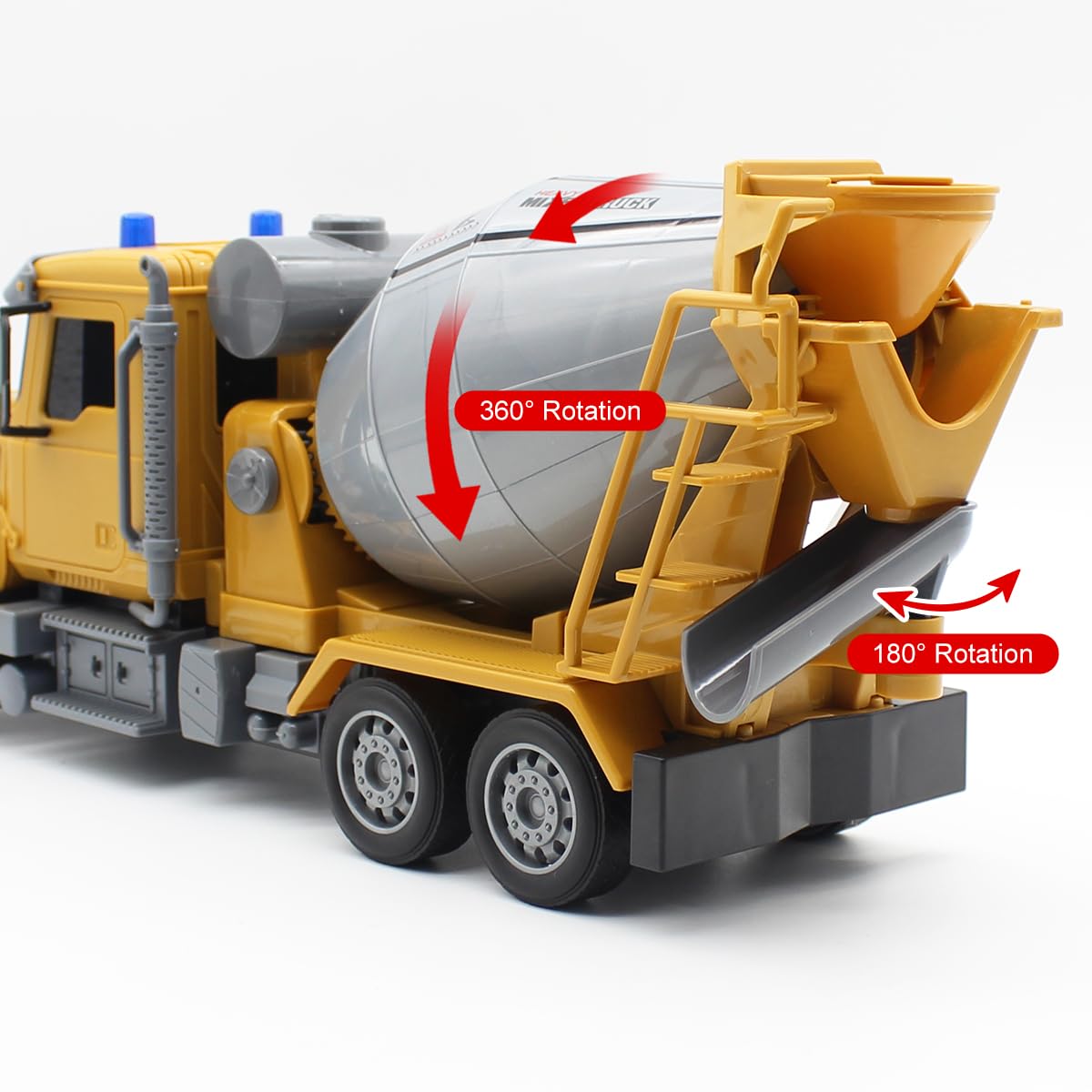 Fistone 1:24 Scale RC Cement Mixer Truck Toy - 6 Channel Remote Control Construction Vehicle with Lights & 360° Rotation - Rechargeable Electric Toy for Kids | Perfect for Construction Play, Birthday Gifts & STEM Learning