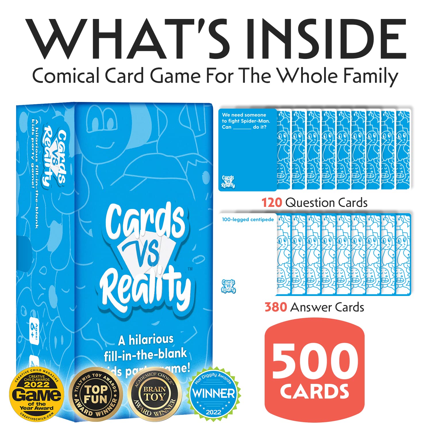 Cards Vs Reality Party Game for Kids & Families - Fun Fill-in-The-Blank Activity for Game Nights | Perfect Gift for Ages 6+