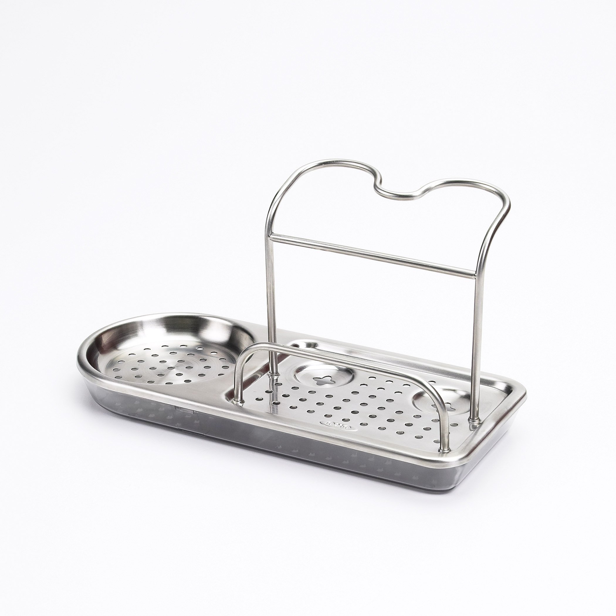 OXO Good Grips Stainless Steel Soap Dispenser and Sink Caddy Set - Premium Kitchen & Bathroom Organizer for Liquid Soap, Dish Soap, and Hand Wash - Perfect for Countertop, Sink, and Vanity Organization