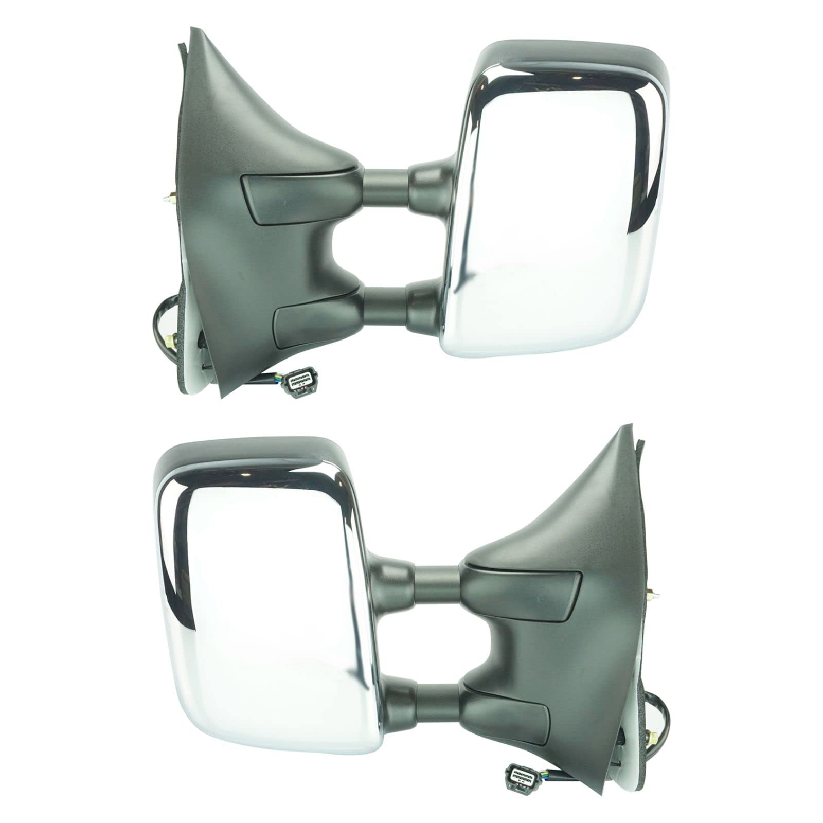 Heated Power Side Mirrors with Memory & Towing Function - Textured Black Chrome Pair for Nissan & Suzuki - Perfect for Off-Roading & Winter Driving