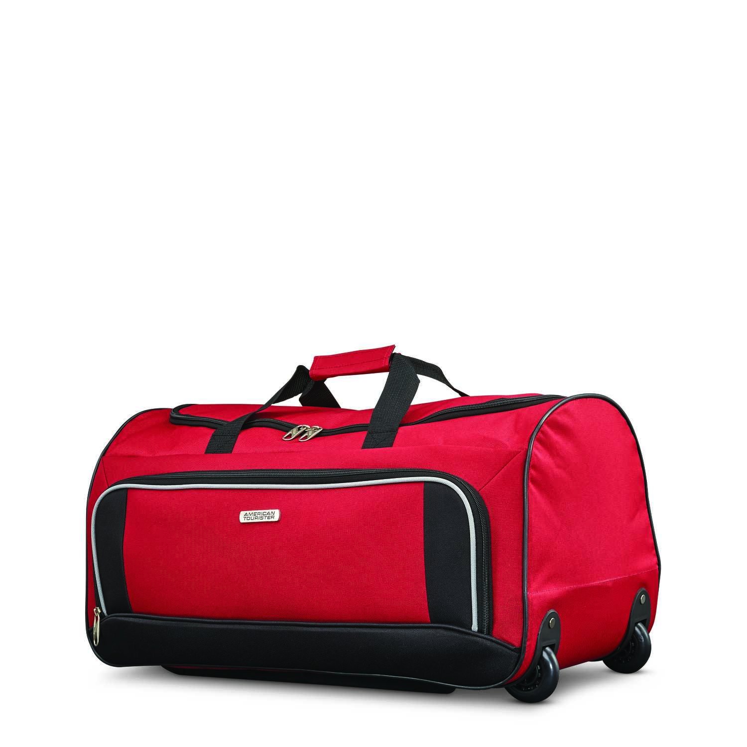 American Tourister Fieldbrook XLT Softside Upright Luggage Set - 4-Piece (21/25 Inch) in Red & Black | Lightweight Durable Suitcase for Travel, Business Trips & Family Vacations