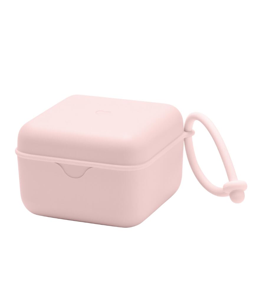 BIBS Pacifier Box with Loop - 100% BPA Free Baby Soother Storage Case | Made in Denmark | Perfect for Travel, Daycare & On-the-Go Parents | Blossom Design