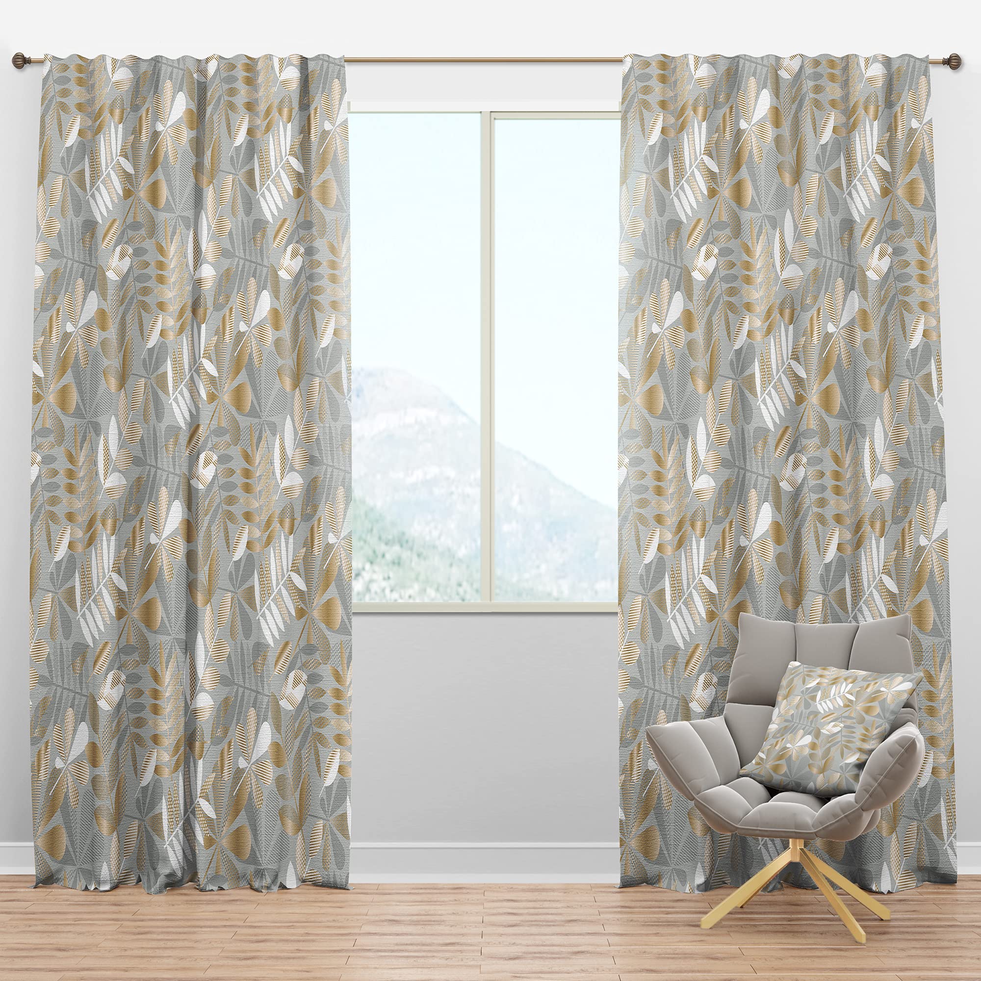 Golden Tropical Pattern Blackout Curtains - Thermal Insulated Single Panel (52x63 inches) for Bedroom & Living Room - Sun Blocking, Noise Reducing, Energy Saving Window Drapes - Perfect for Home Decor, Daytime Napping & Movie Nights