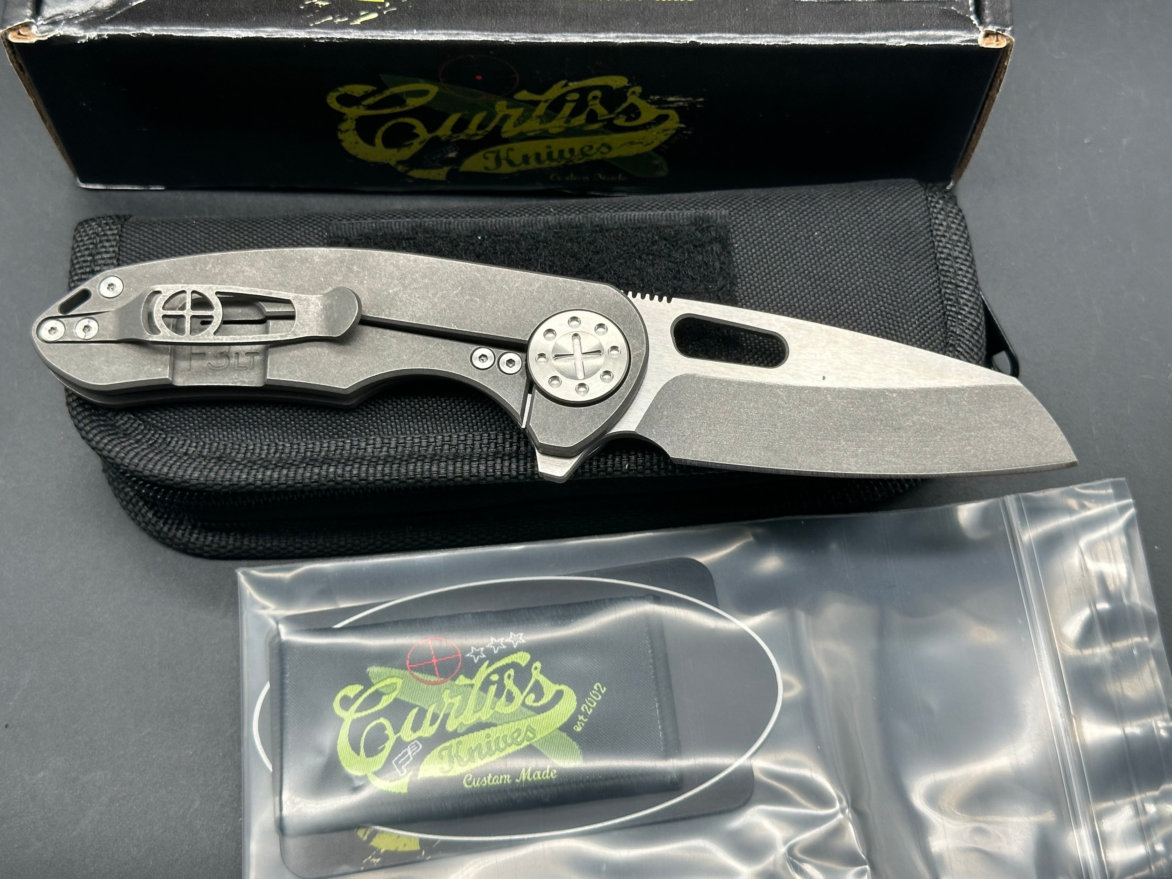 Premium Curtiss Custom Knives F3LT Wharny Flipper - Two-Tone CPM S45VN Wharncliffe Blade | EDC Pocket Knife for Outdoor, Camping & Everyday Carry