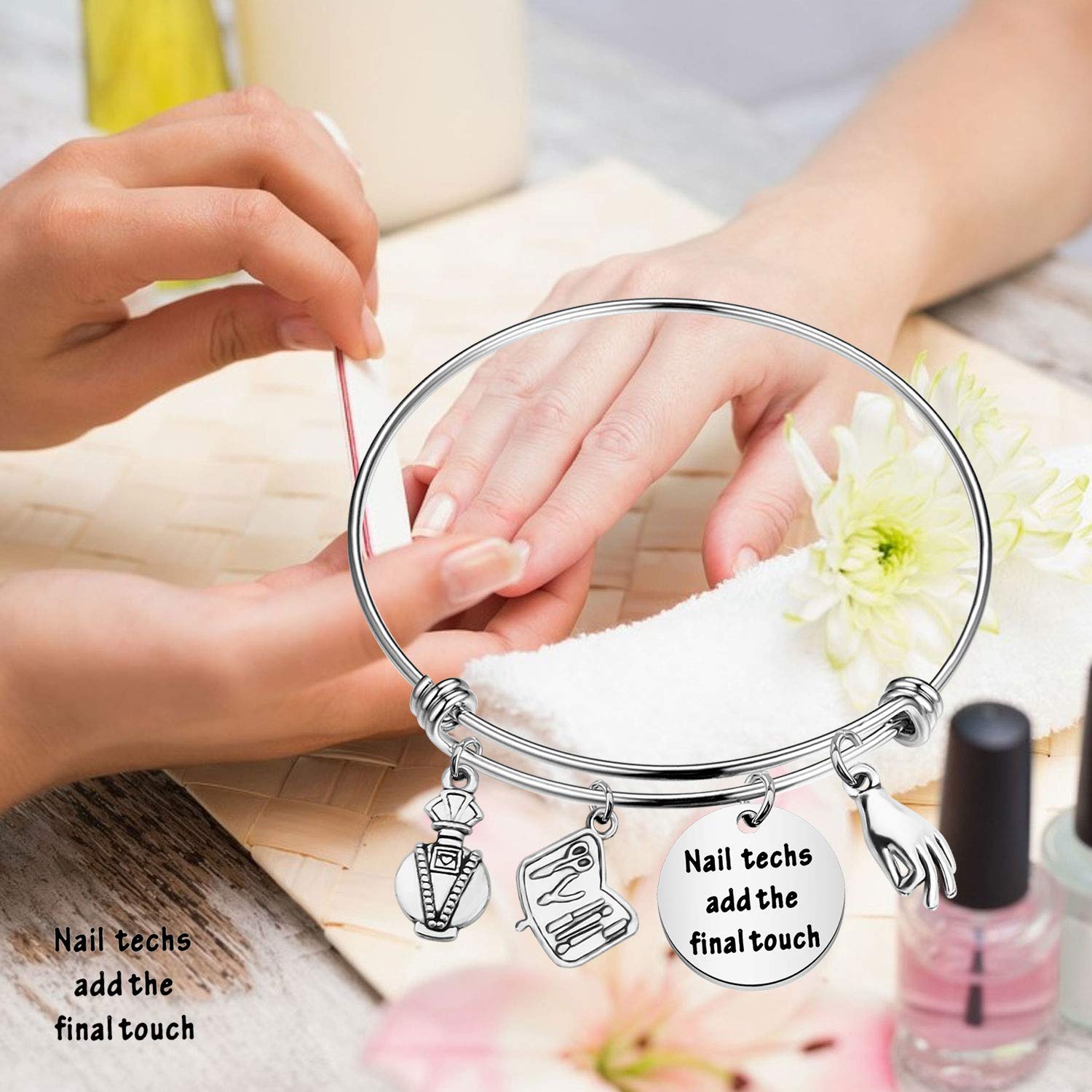 Professional Manicurist Bangle Bracelet for Nail Technicians - Stylish Jewelry Gift for Nail Artists & Beauticians - Perfect for Nail Graduation, Salon Work & Special Occasions