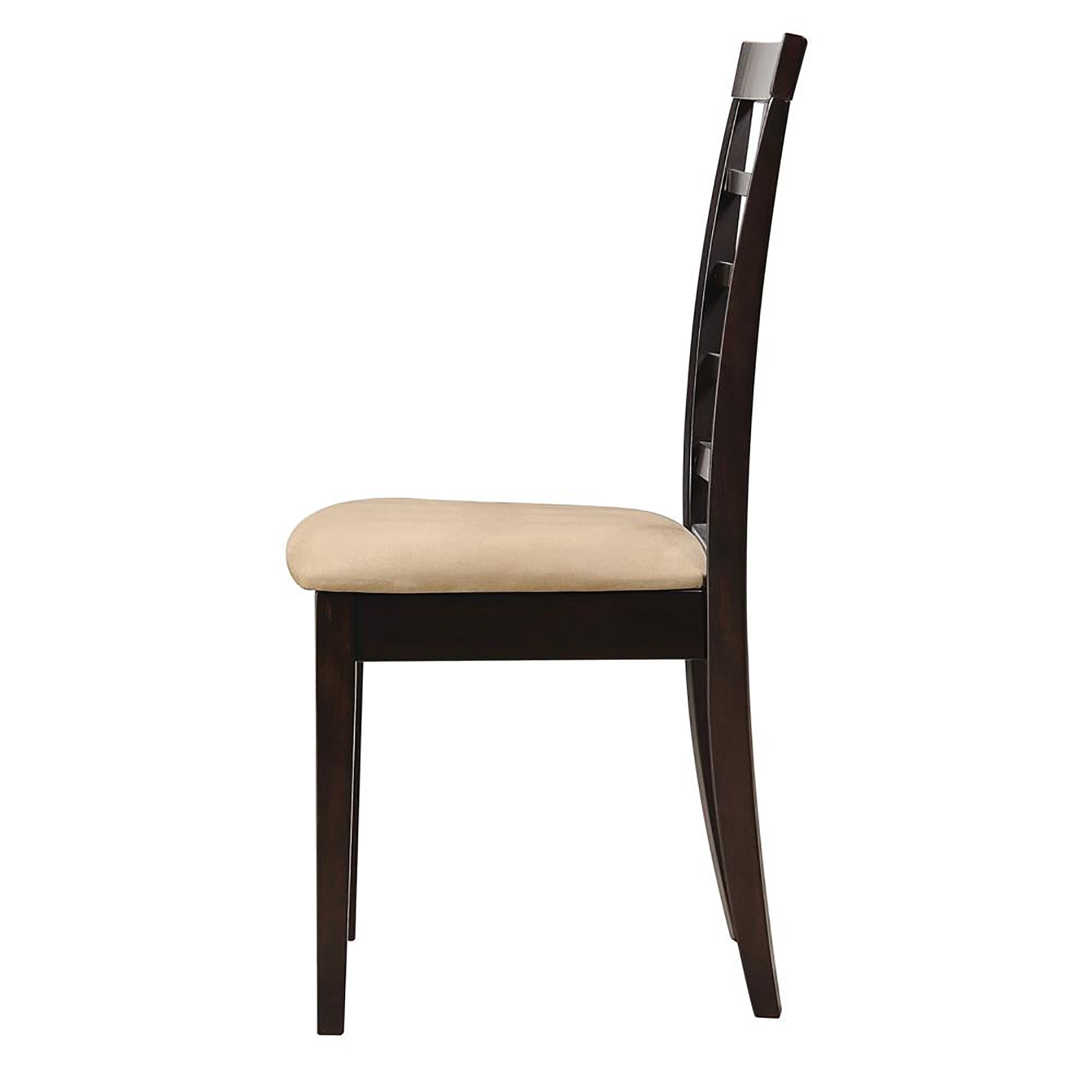 Modern Cappuccino & Beige Lattice Back Side Chairs (Set of 2) - Stylish Dining Room Furniture for Kitchen, Breakfast Nook or Small Space Decor
