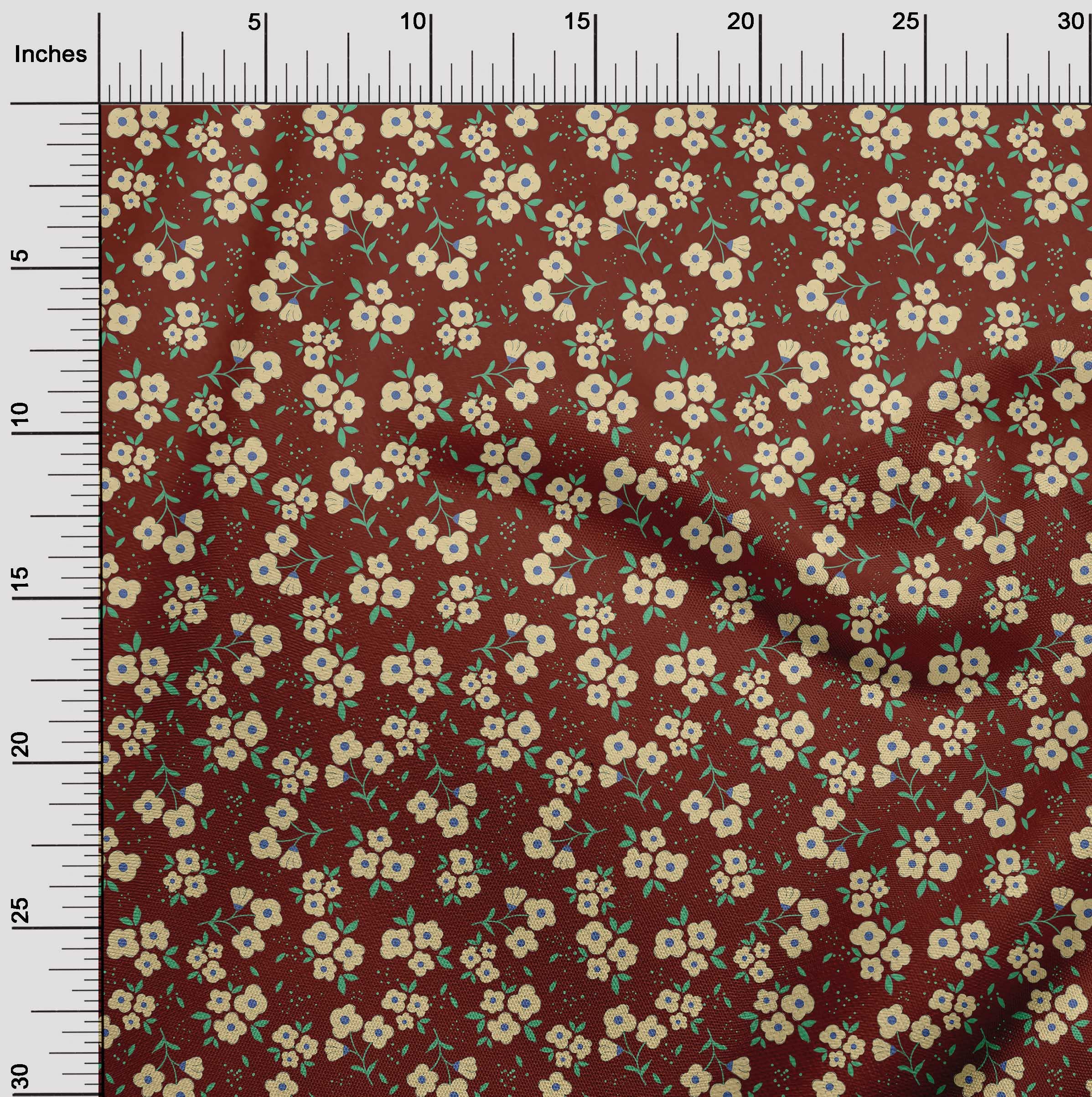 oneOone Cotton Jersey Maroon Floral Print Fabric for Kids - 58 Inch Wide DIY Sewing Material by The Yard | Perfect for Children's Clothing, Quilting & Craft Projects