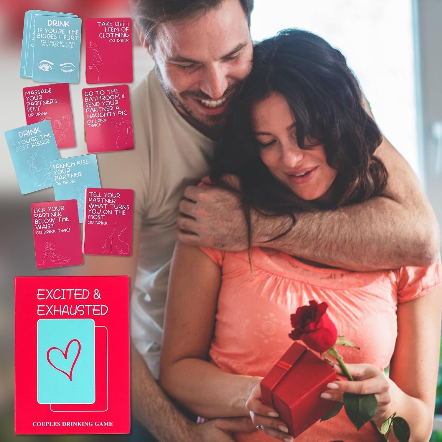 Excited & Exhausted - Fun Couples Drinking Game for Adults | Perfect for Date Nights, Parties & Romantic Getaways