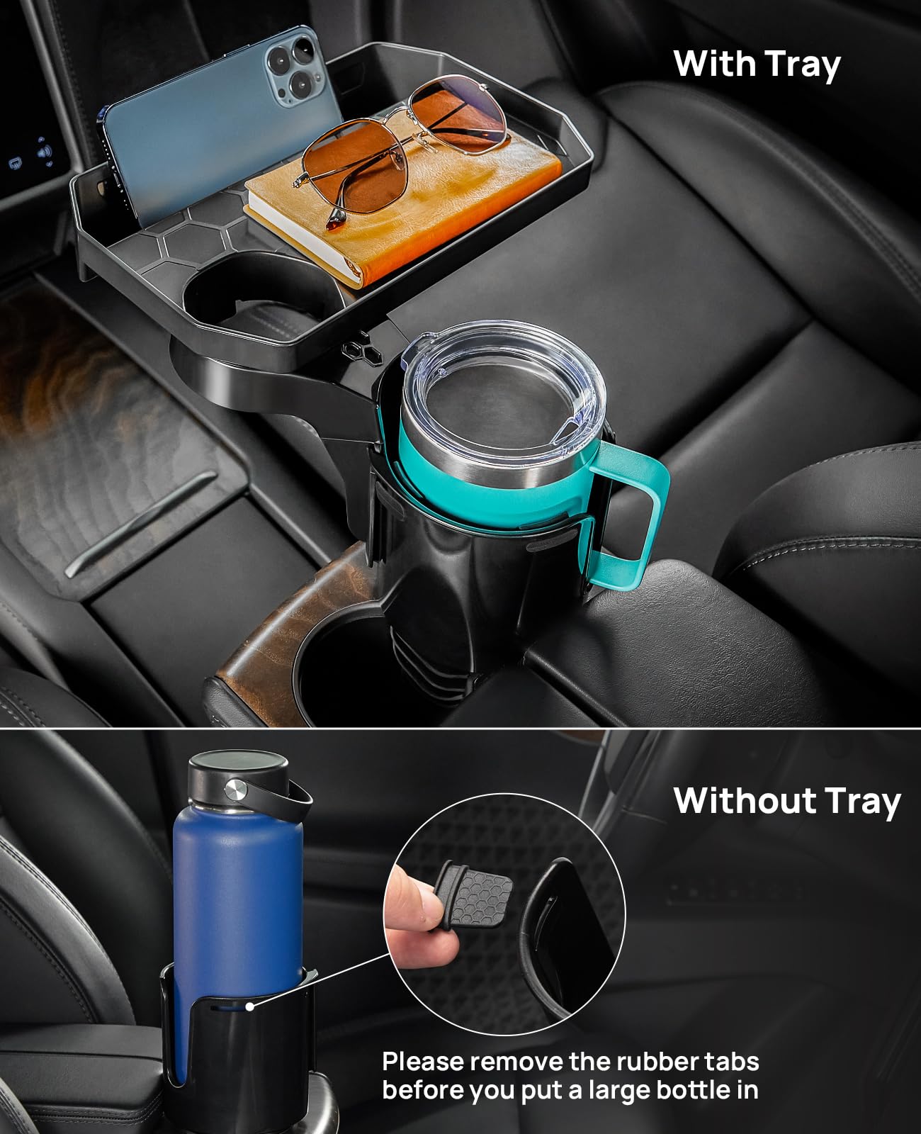 JoyTutus Car Cup Holder Expander - 360° Rotating Adjustable Cup Holder Tray for 18-40 oz Travel Mugs & Tumblers (Fits 2.75-3.25