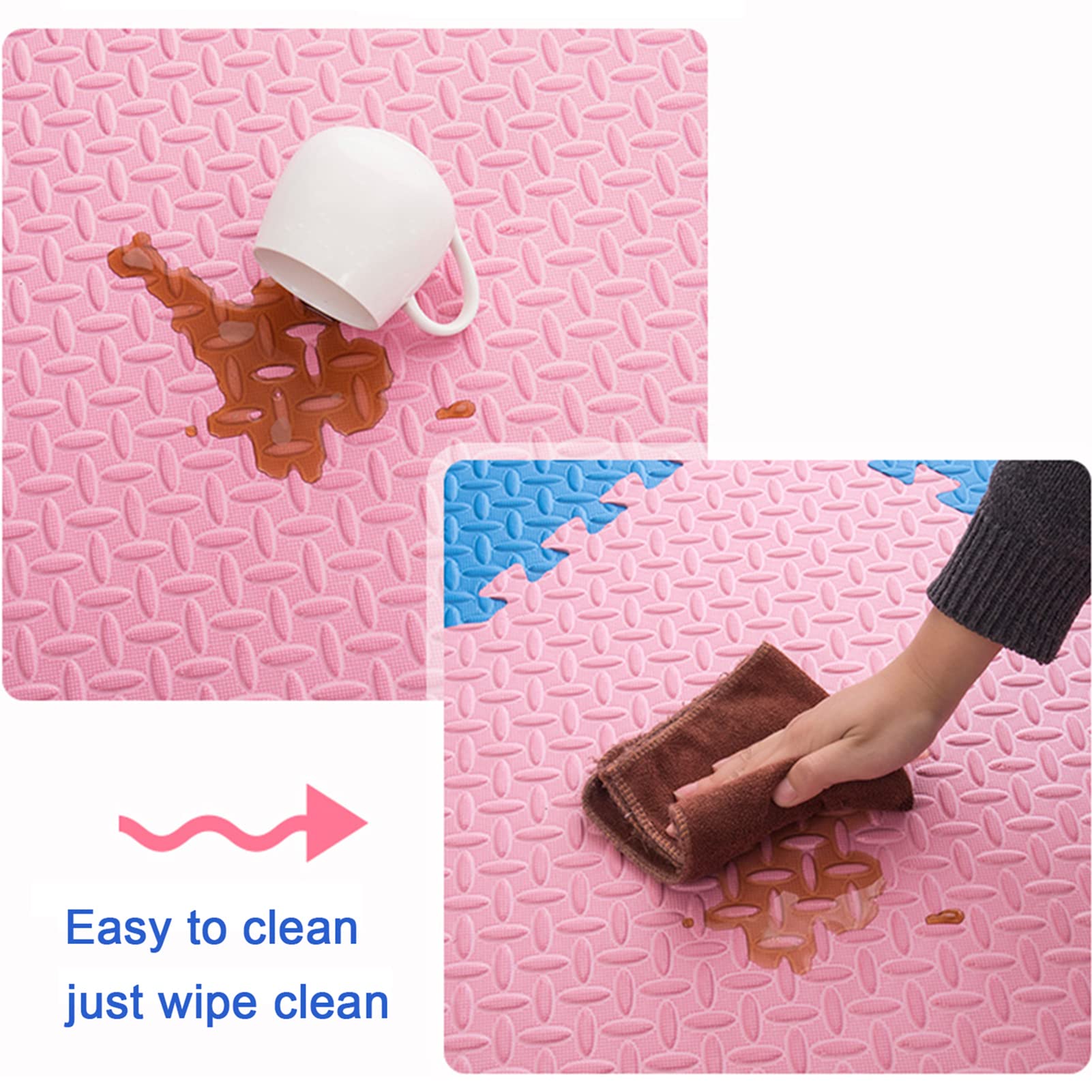 12-Piece Interlocking EVA Foam Floor Tiles - ½ Inch Thick Puzzle Play Mat with Border (24x24 Inch, Yellow) - Non-Slip Gym Mats for Home Workouts, Kids Playroom & Nursery Floor Protection