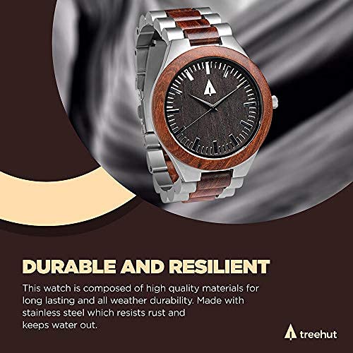 Men's Wooden Watch - Japanese Quartz Analog with Stainless Steel Clasp - for Outdoor & Office