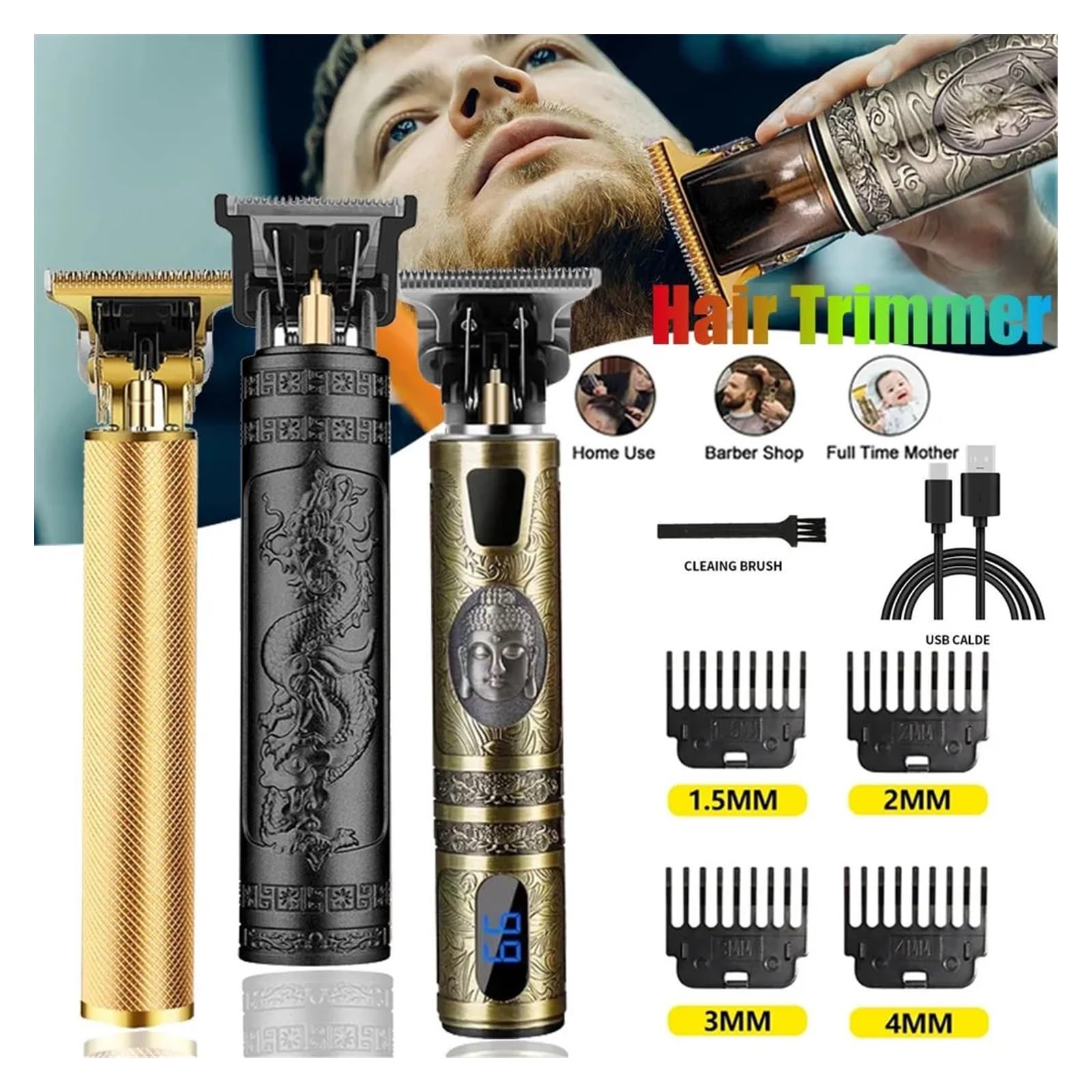 T9 Rechargeable Electric Hair Clipper & Beard Trimmer for Men - Professional Barber Hair Cutting Machine, Cordless Shaver for Home & Travel Use (No Accessories Included)