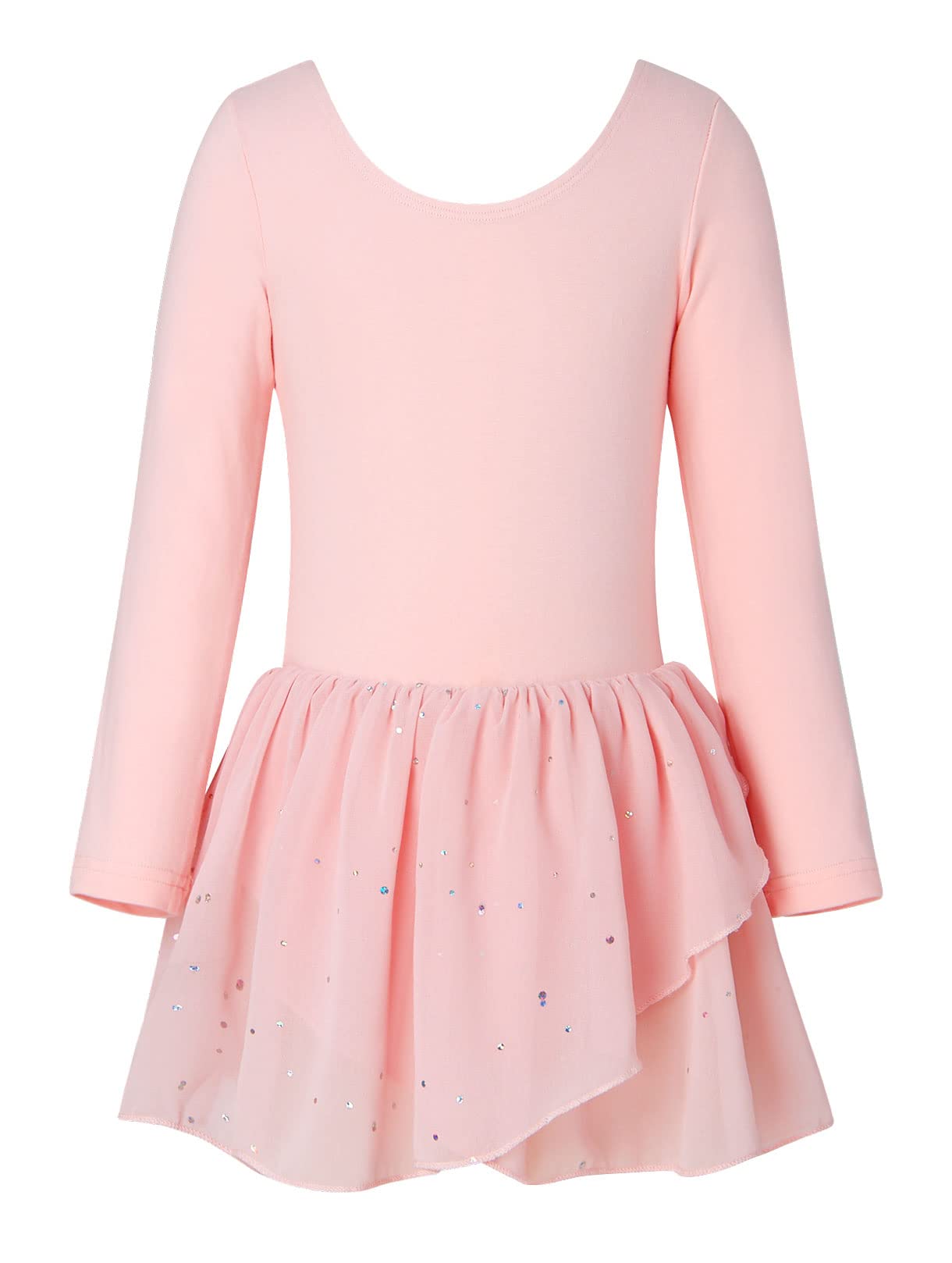 Girls Ballet Leotard with Ruffle Sleeves & Tutu Dress - Long Sleeve Dance Outfit for Ages 3-9 - Perfect for Ballet Class, Recitals & Dance Performances