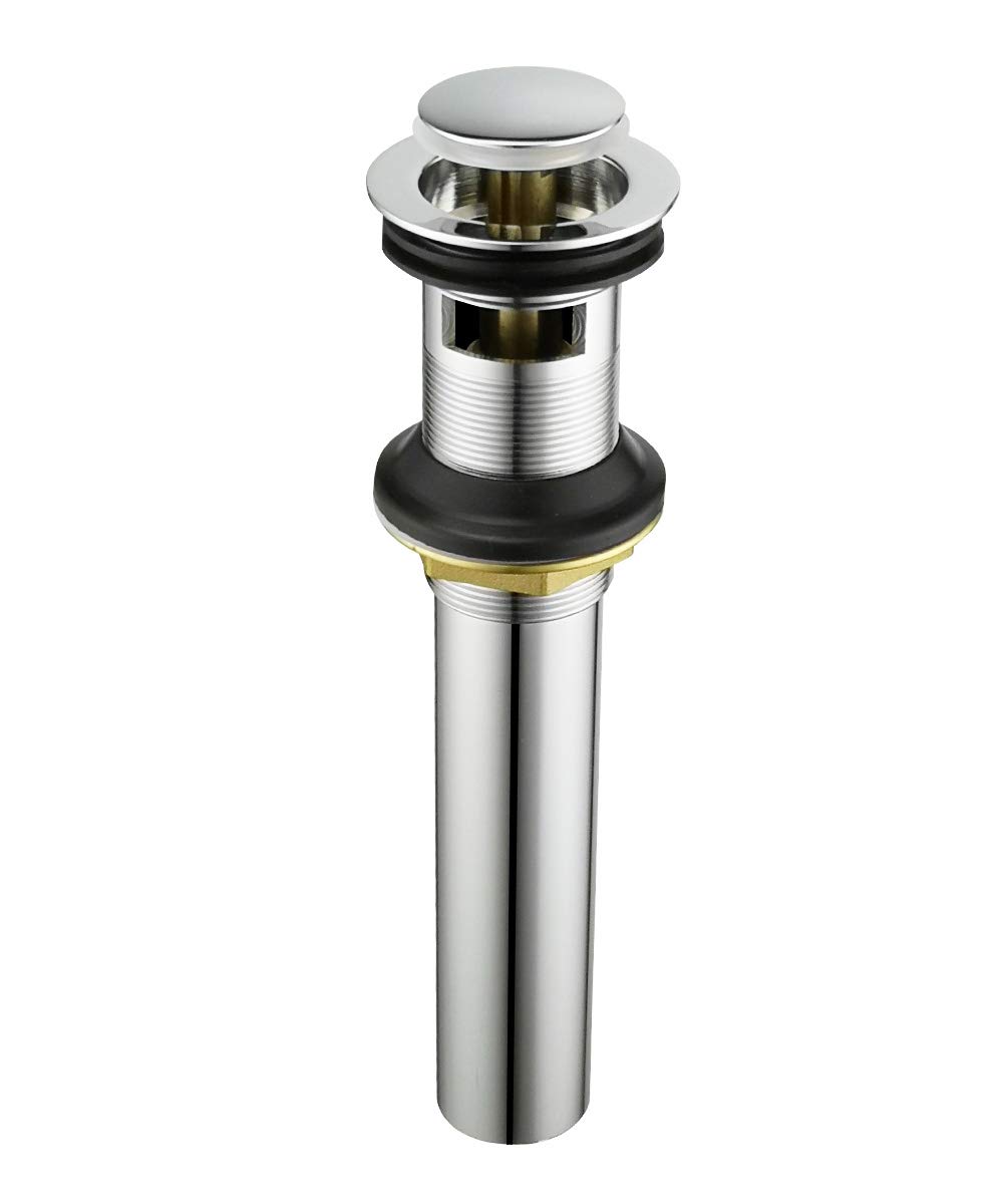 Purelux Chrome Bathroom Sink Drain Stopper with Overflow - Pop Up Drain Assembly for Vanity Sinks | Perfect for Bathroom Renovation & Modern Home Decor