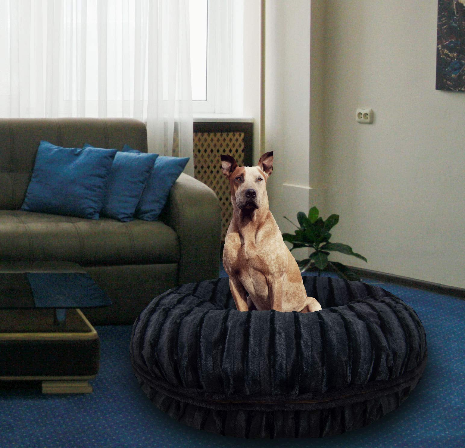 Bessie and Barnie Plush Faux Fur Dog Bed - Waterproof Washable Round Pet Bed for Small Medium Large Dogs - Cozy Calming Bed for Crate, Living Room & Travel - Multiple Colors Available