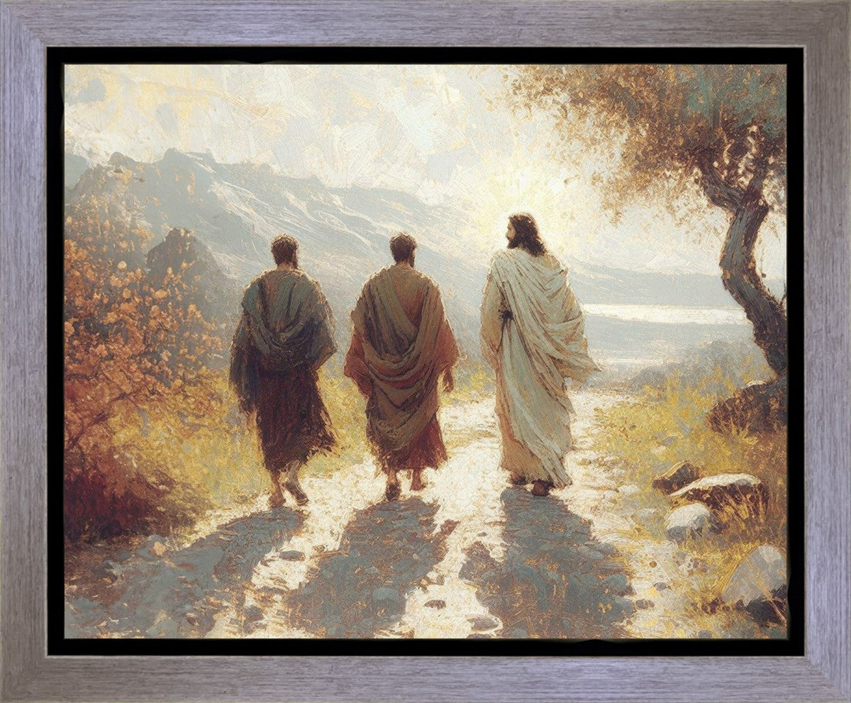 Jesus Went With Them Gallery Wrap Canvas - Religious Christian Wall Art for Home & Church Decor - Perfect for Living Room, Bedroom, Prayer Room