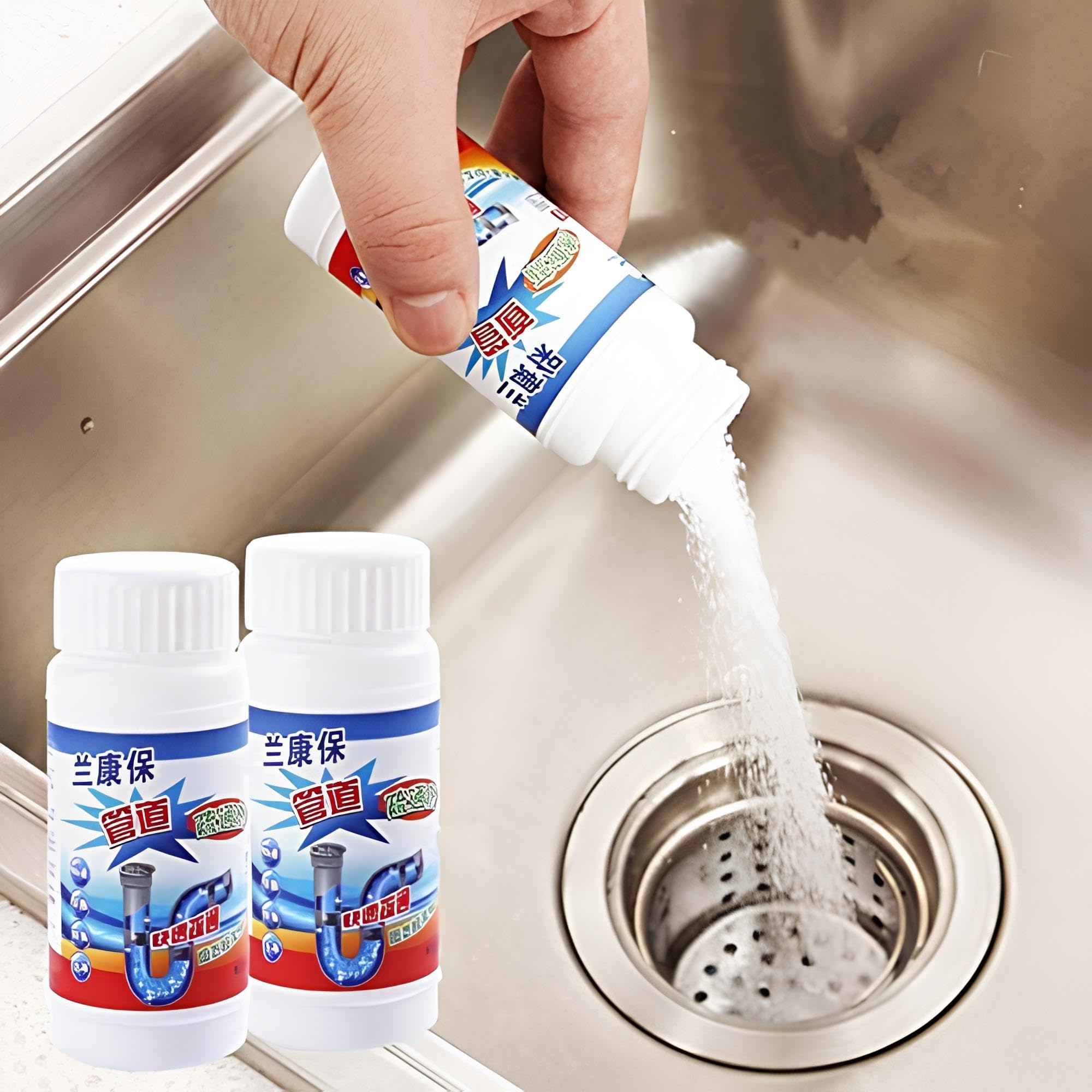 PARSE PERSONAL CARE Powerful Sink & Drain Cleaner Powder - Fast Acting Clog Remover for Kitchen Sinks, Bathroom Drains & Septic Tanks | Unclogs Toilets, Washbasins & Pipes | Ideal for Home, Restaurant & Commercial Use