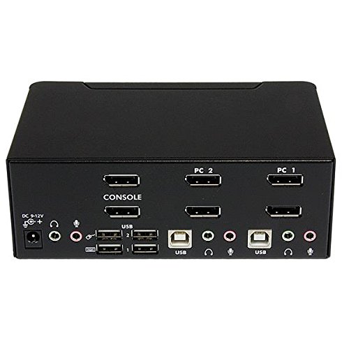 2-Port Dual DisplayPort USB KVM Switch with Audio & USB 2.0 Hub - Seamlessly Control 2 Computers with Single Keyboard/Mouse - Ideal for Home Office, Gaming & Workstation Setup