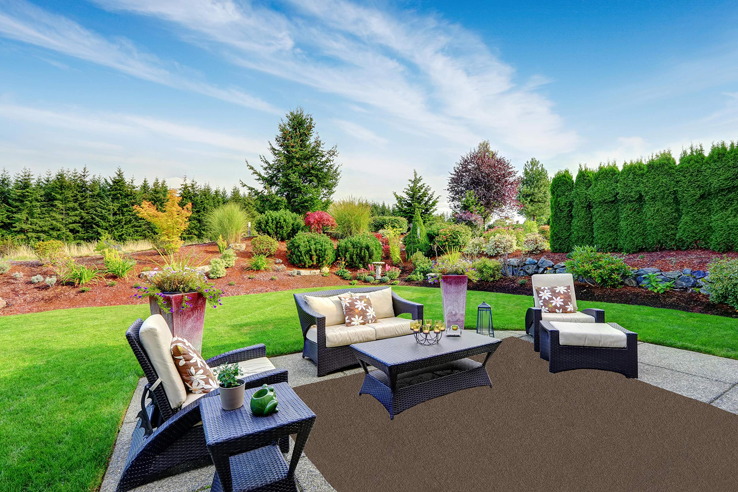 Premium Indoor/Outdoor Recycled PET Fiber Rug - Eco-Friendly 4'x6' Espresso Area Rug & Runner Made from 100% Recycled Plastic Bottles - Perfect for Patio, Deck, Picnic, Gazebo, Porch & Backyard Decor