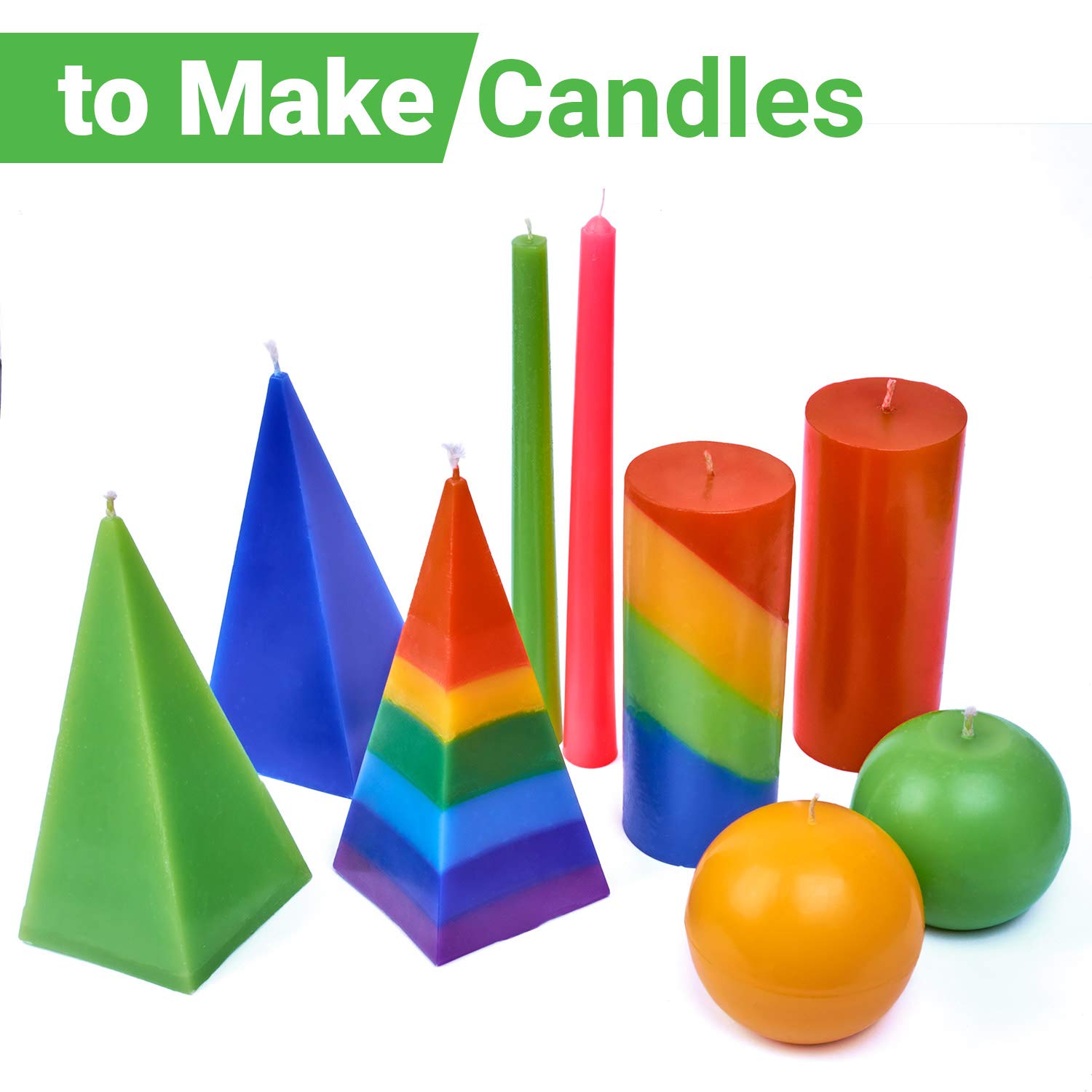 Premium Candle Making Molds Set - Taper, Pyramid, Cylinder & Sphere Plastic Molds for DIY Candles | Perfect for Home Decor, Wedding Favors, Gifts & Relaxation
