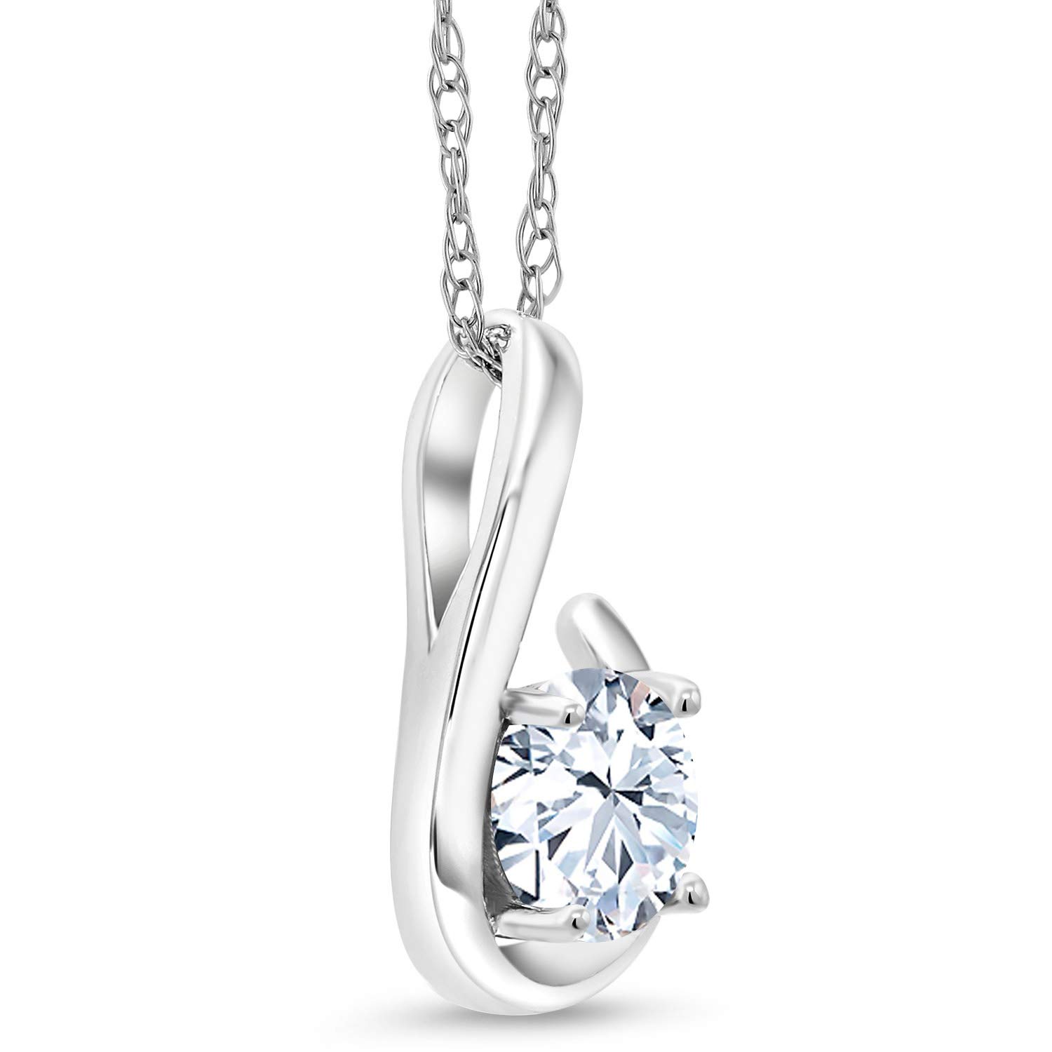 10K White Gold Birthstone Pendant Necklace for Women - Round 6MM Gemstone with 18 Inch Chain | Elegant Jewelry Gift for Birthday, Anniversary & Special Occasions