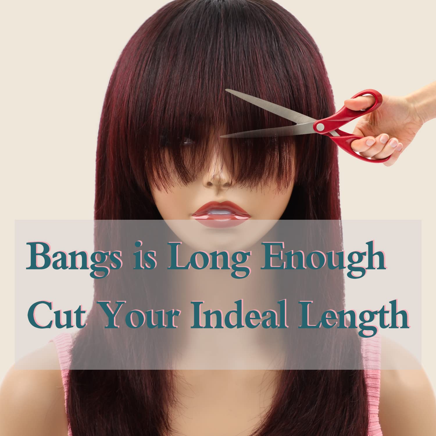 Missmizz Real Human Hair Wigs for Women - Long Layered Straight Burgundy Wig with Hand-Tied Natural Hairline | Perfect for Daily Wear, Cosplay & Special Occasions