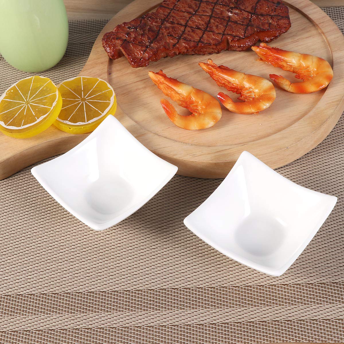 DOITOOL 2-Piece Ceramic Snack Bowls with 4 Corners - Perfect for Dips, Sauces, Nuts & Small Snacks - Ideal for Parties, Charcuterie Boards & Entertaining