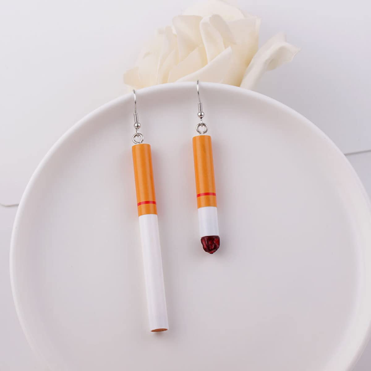 Funny Cigarette Butt Drop Dangle Earrings for Women - Punk Fashion Jewelry - Harajuku Creative & Wacky Lifelike Design - Perfect for Halloween, Cosplay, and Punk Rock Outfits