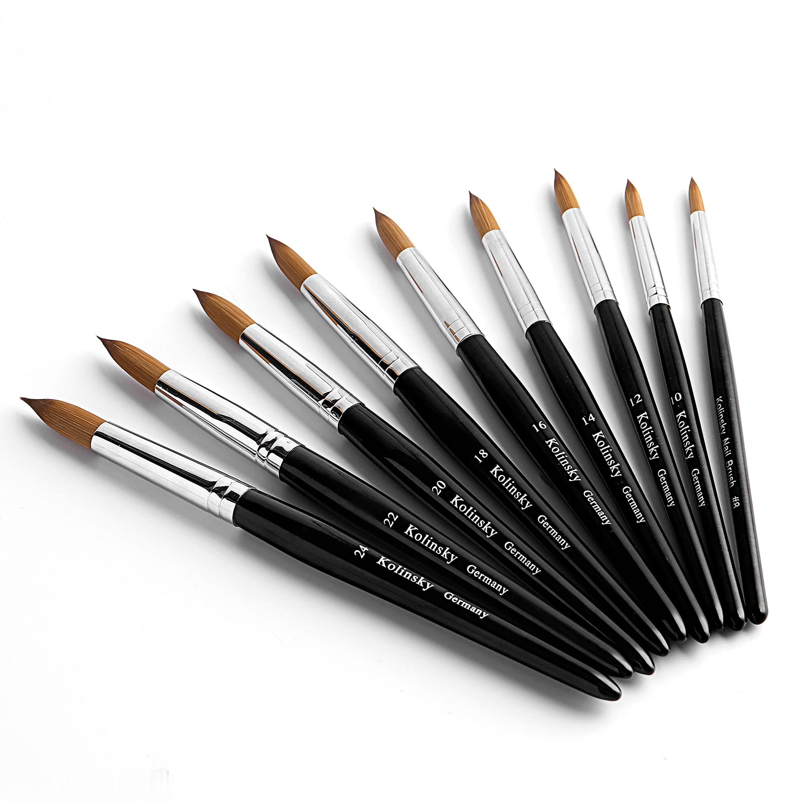 Professional Kolinsky Acrylic Nail Brush - Black Oval UV Gel Nail Art Brush for Acrylic Powder Application | Perfect for Beginners & Manicurists | Nail Art Manicure Tool (Size 10#) | Ideal for Salon, Home Use & Professional Nail Designs