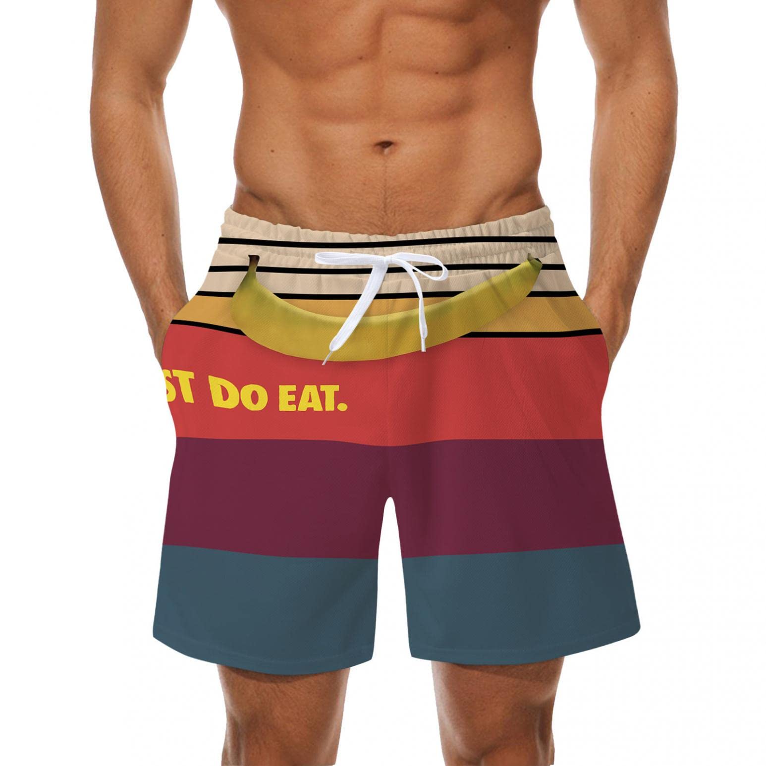 **Men's Quick-Dry Athletic Shorts with Lace-Up Design & Pockets - Funky Printed Workout Shorts for Gym, Running, Beach & Festival - Perfect Father's Day Gift for Holidays & Outdoor Activities**