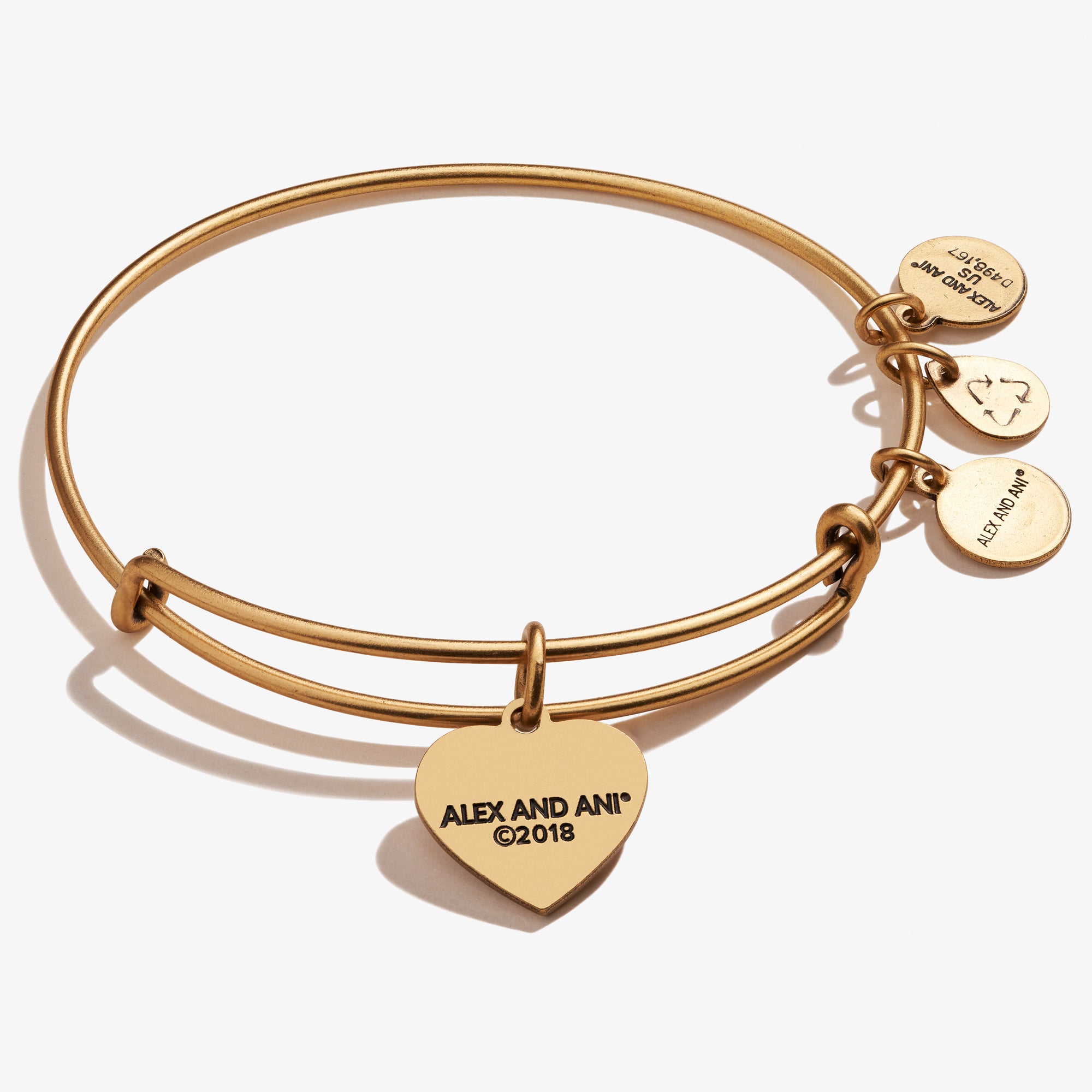 American Flag Heart Charm Bangle - Patriotic Bracelet for Women, 4th of July, Veterans Day & Independence Day Celebrations