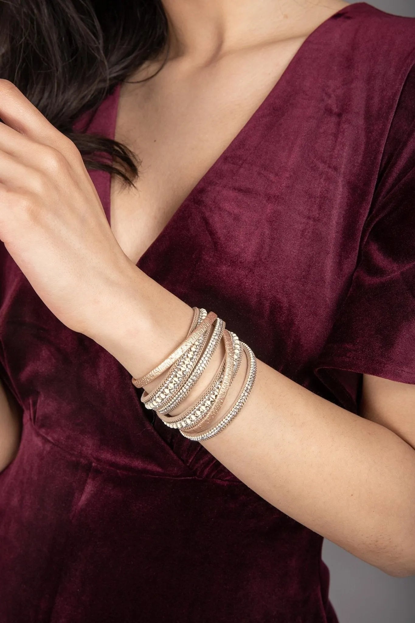 Hilton Double Wrap Bracelet for Women - Adjustable Leather Wristband with Beaded Accents - Perfect for Casual Wear, Office & Special Occasions