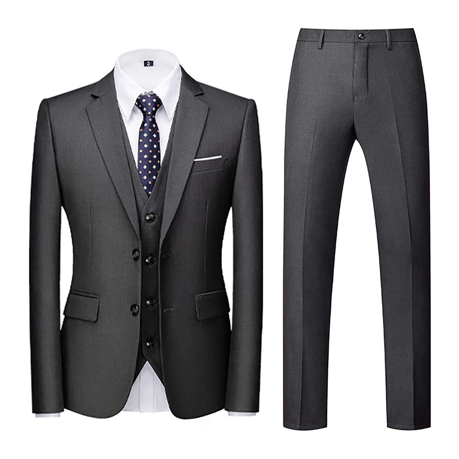 SERYU Men's Slim Fit 2-Piece Suit for Business, Wedding, Prom & Formal Events - Jacket & Pants Set | Perfect for Office, Cocktail Parties & Special Occasions