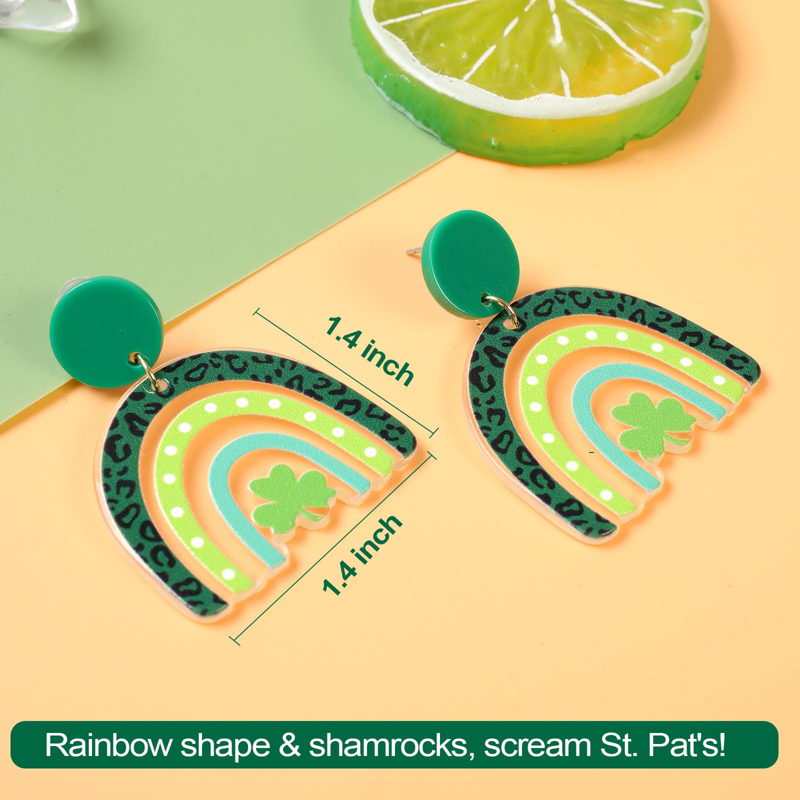 St. Patrick's Day Shamrock Earrings for Women – Irish Green Clover Dangle Earrings, Acrylic Good Luck Jewelry | Saint Patrick's Day Accessories, Party & Festival Wear