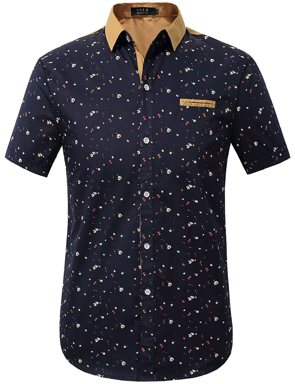 Men's Casual Dress Shirts - Stylish Cotton Button Up Shirt with Print Pocket, Short Sleeve Summer Shirts for Office, Party & Everyday Wear