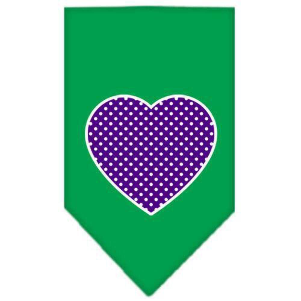 Purple Swiss Dot Heart Pet Bandana for Dogs - Grey Small Size - Screen Printed Dog Bandana for Everyday Wear, Special Occasions & Photo Shoots
