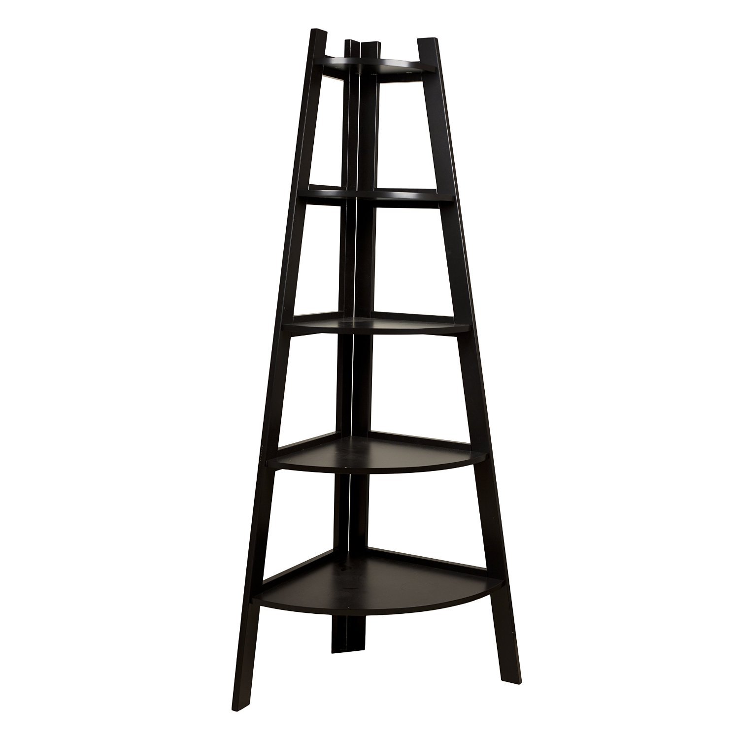 5 Tier Corner Display Shelf Rack - Space Saving Storage Organizer for Home, Office, or Retail - Black