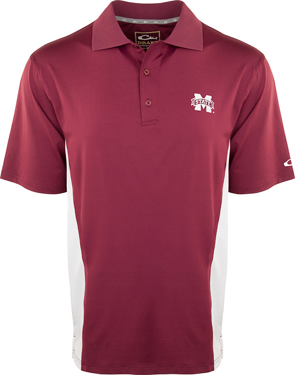 Mississippi State Bulldogs Performance Polo Shirt for Men - Breathable Mesh Side Panels for Comfort - Ideal for Sports, Tailgating & Casual Wear