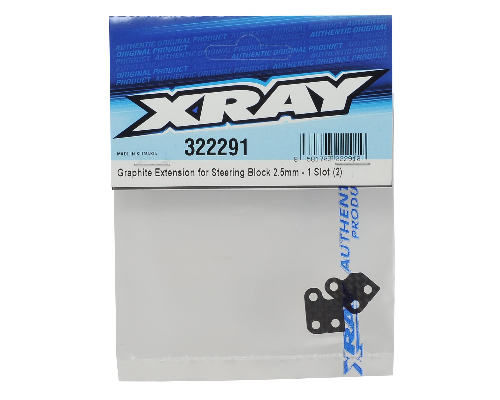 Xray 322291 Graphite Steering Block Extension - 1 Slot for RC Cars | Perfect for Drift Racing and Off-Road RC Models