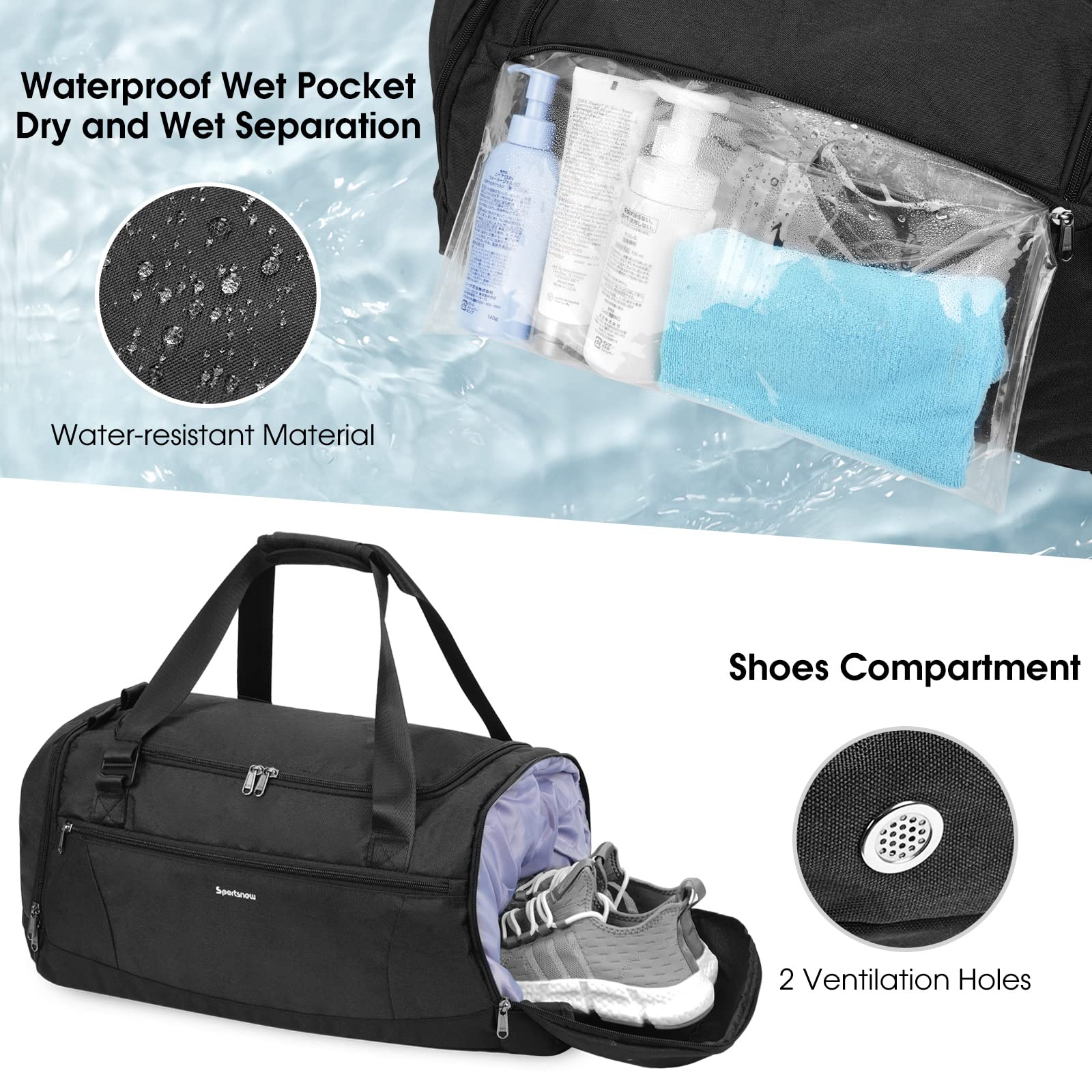 Men's Gym Duffle Bag with Shoe Compartment - Sports Travel Backpack for Workout & Weekend Trips